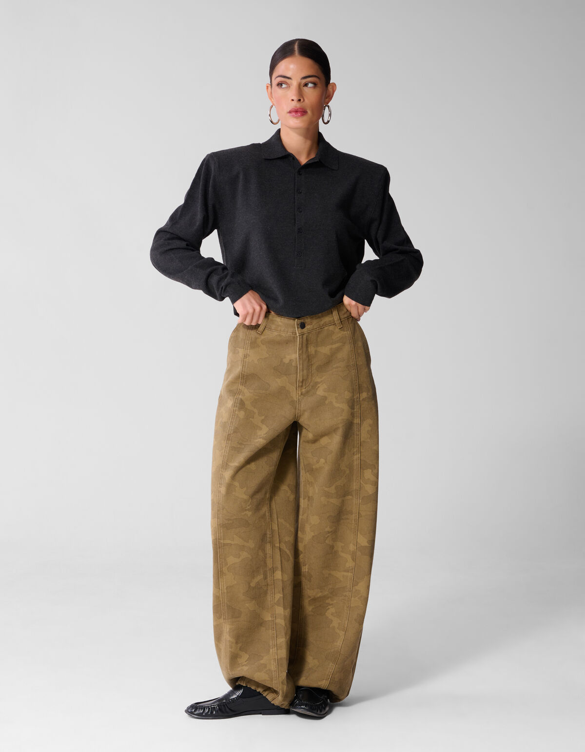 Camo Baggy Fit Jeans Bruin SHOEBY WOMEN