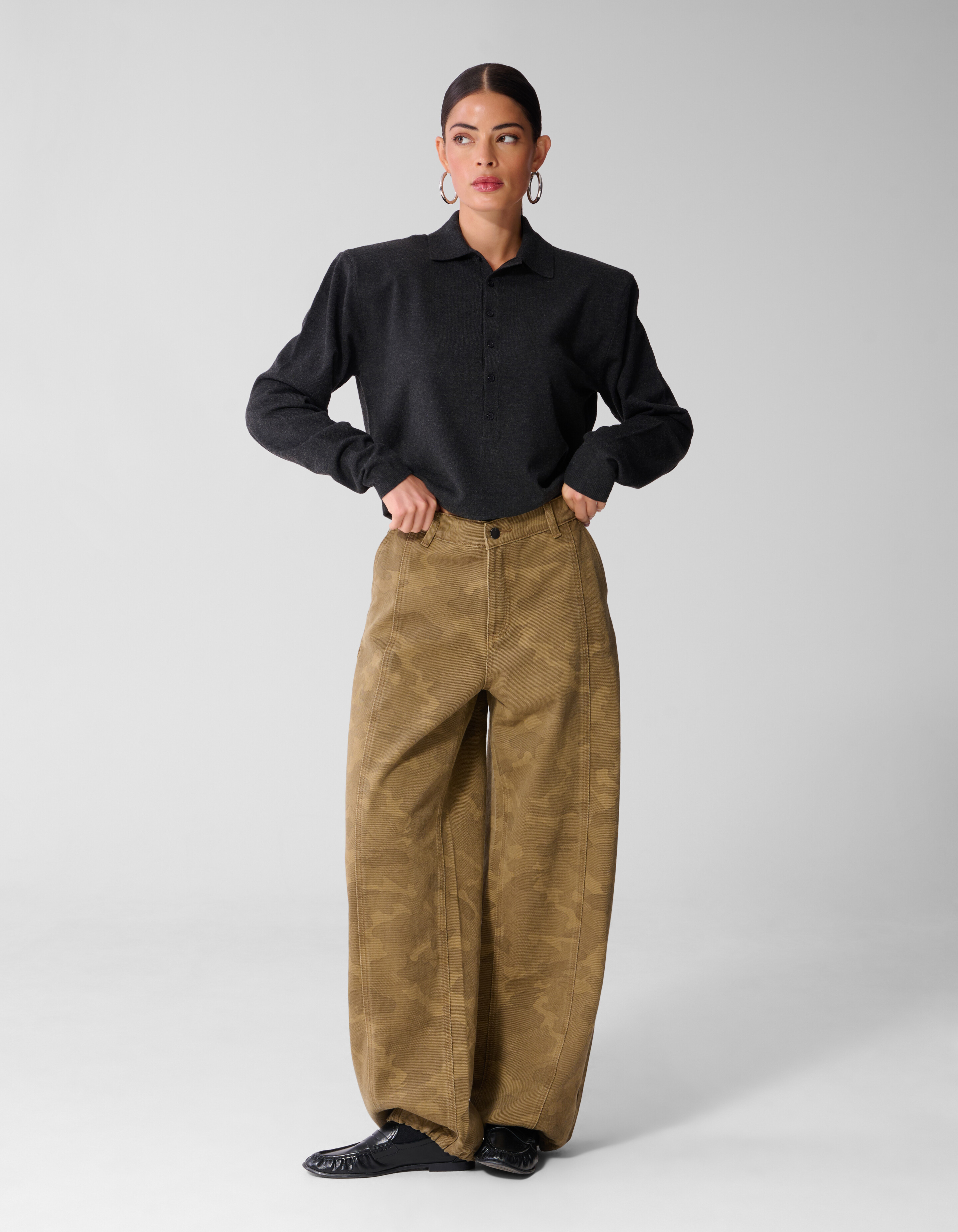 Camo Baggy Fit Jeans Bruin SHOEBY WOMEN