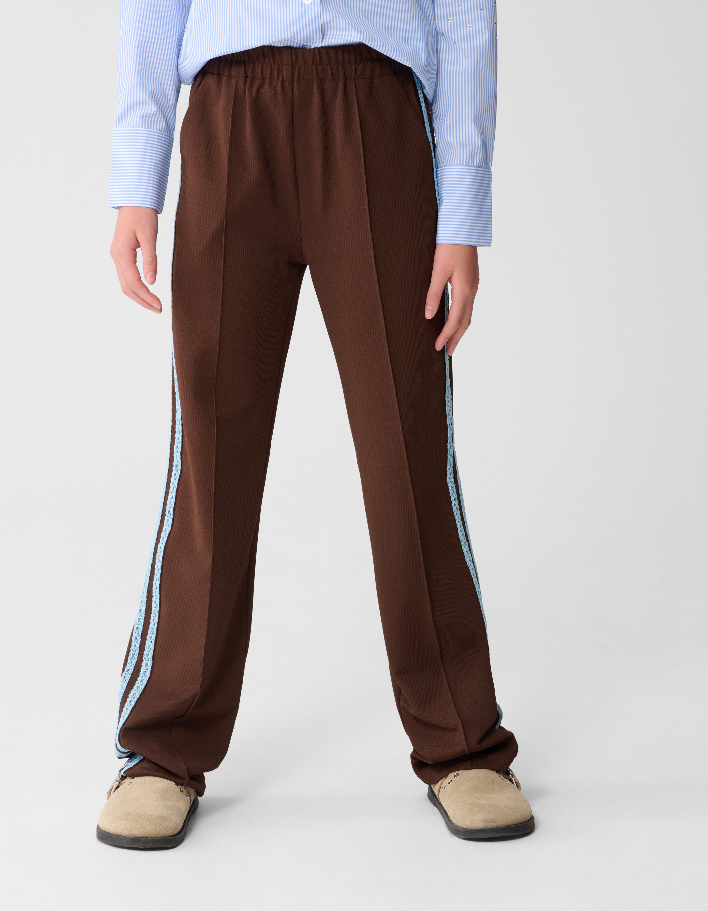 Sporty Wide Leg Broek Bruin SHOEBY GIRLS