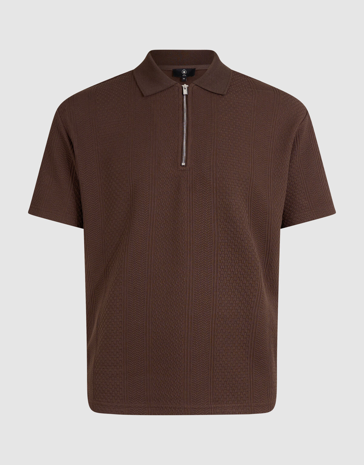 Stripe Structuur Zip Polo Donkerbruin SHOEBY MEN