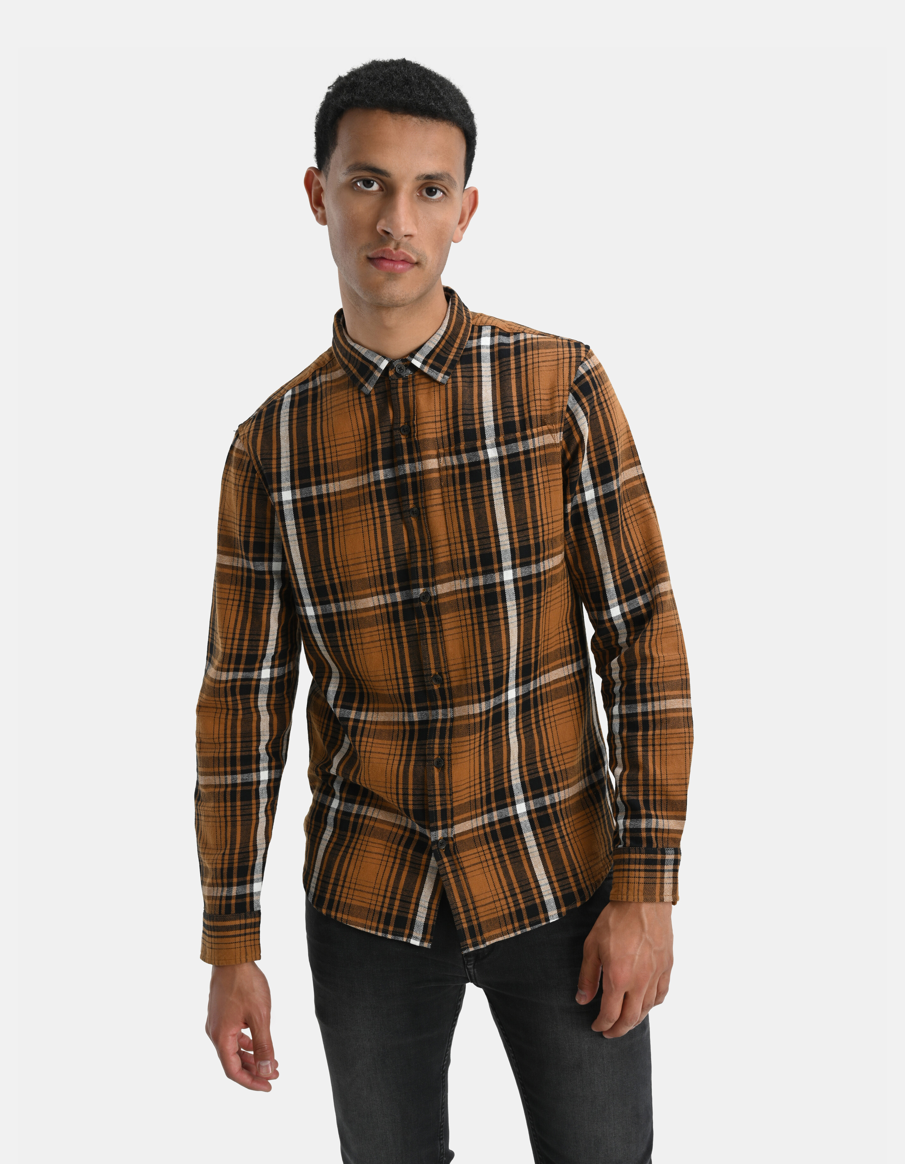 Geruit Overhemd Bruin SHOEBY MEN