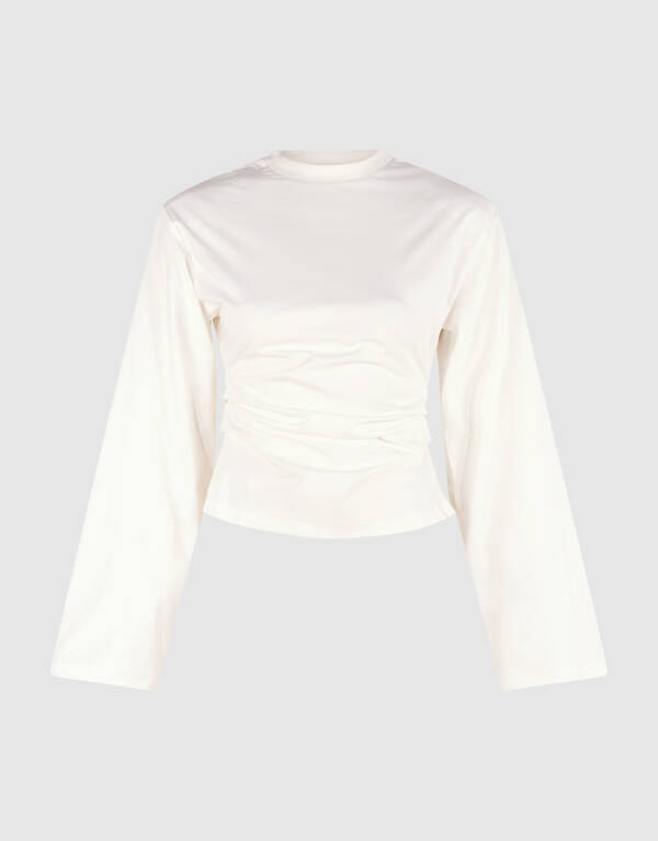 Gedrappeerde Schouder Longsleeve Ecru SHOEBY WOMEN