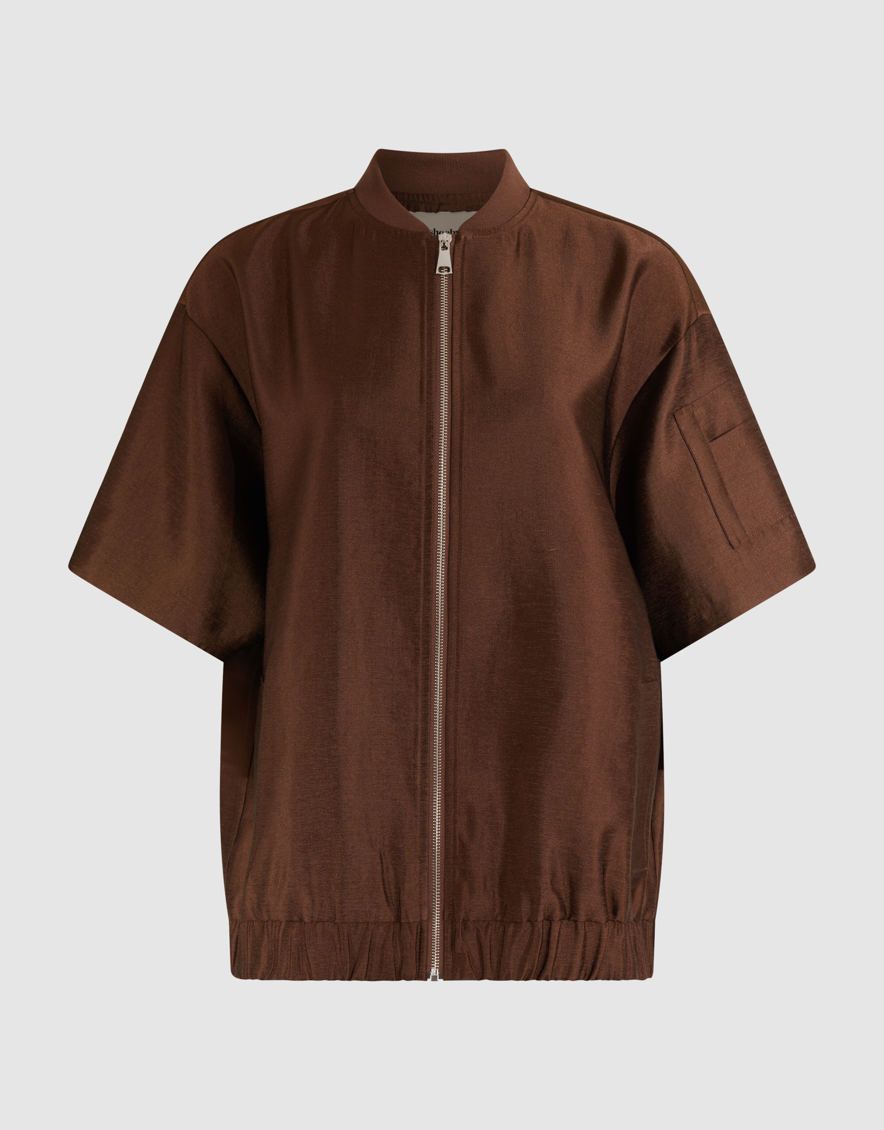 Oversized Short Sleeve Bomber Donkerbruin SHOEBY WOMEN