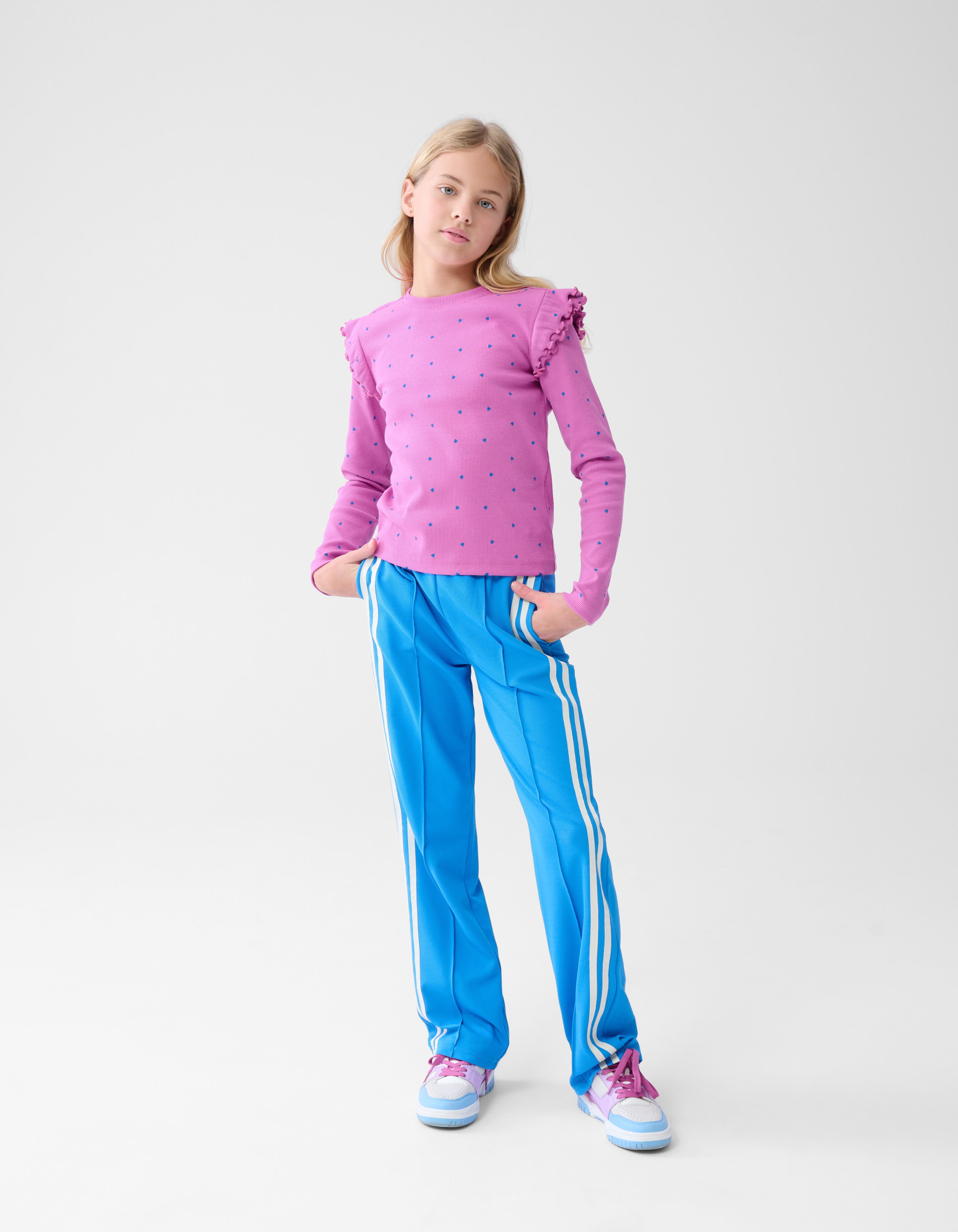 Heart Ruffle Top Roze SHOEBY GIRLS