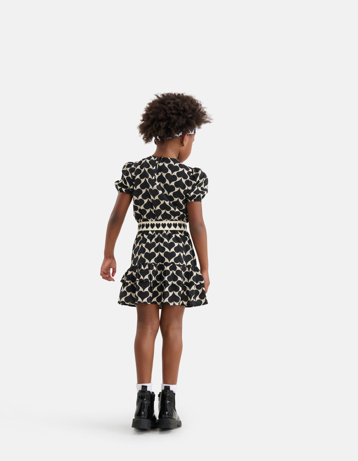 Printed Heart Jurk Zwart SHOEBY GIRLS