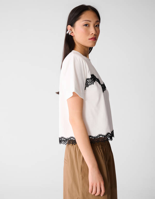 Kanten T-shirt Wit SHOEBY WOMEN