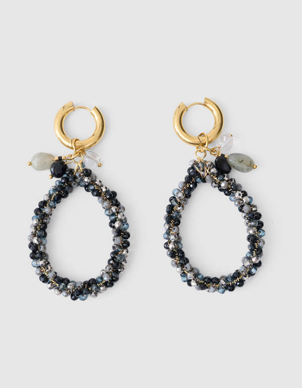 Beaded Hoop Oorbellen Zwart SHOEBY ACCESSOIRES