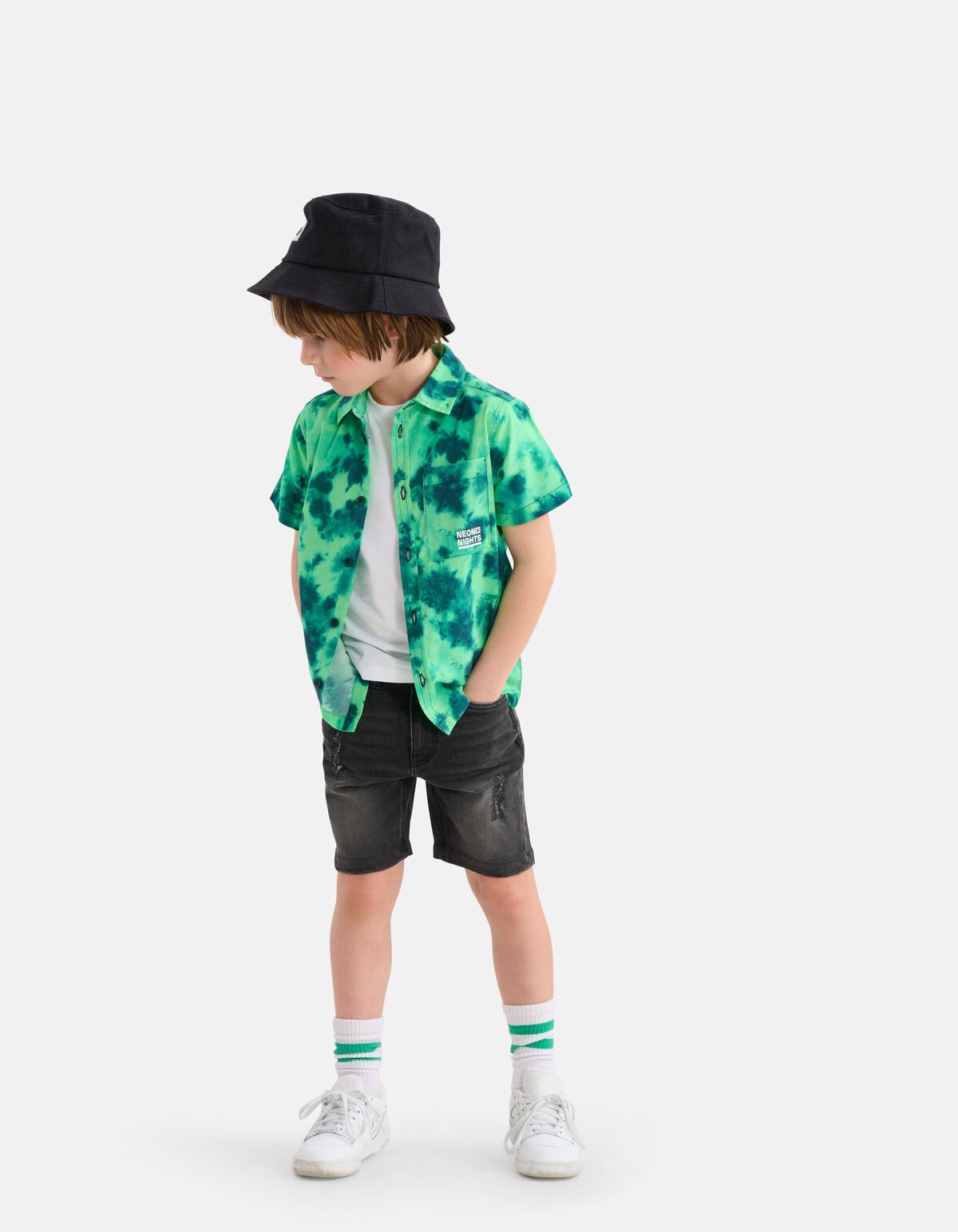 Tie Dye Print Overhemd Groen SHOEBY BOYS