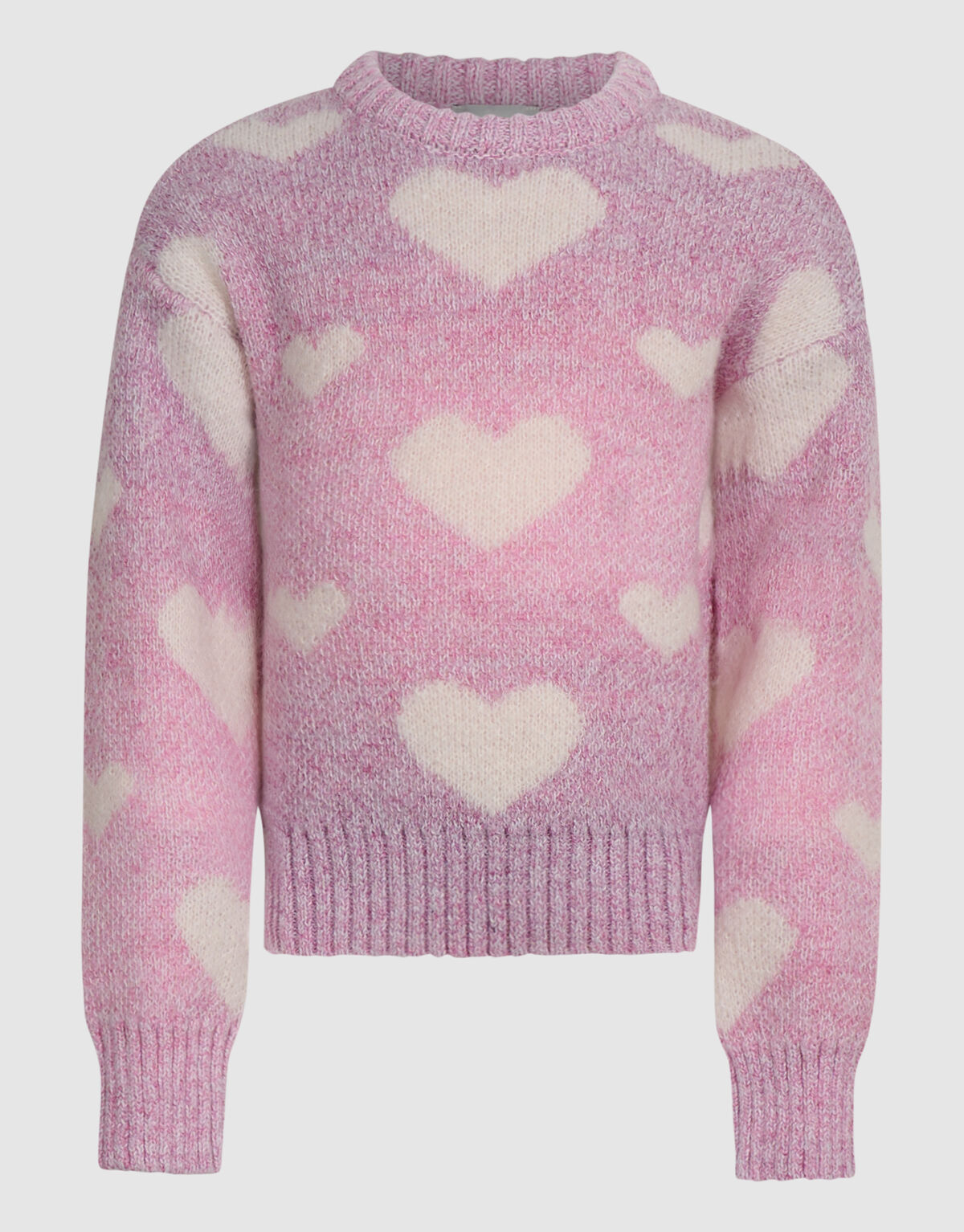 Heart Print Gebreide Trui Roze SHOEBY GIRLS