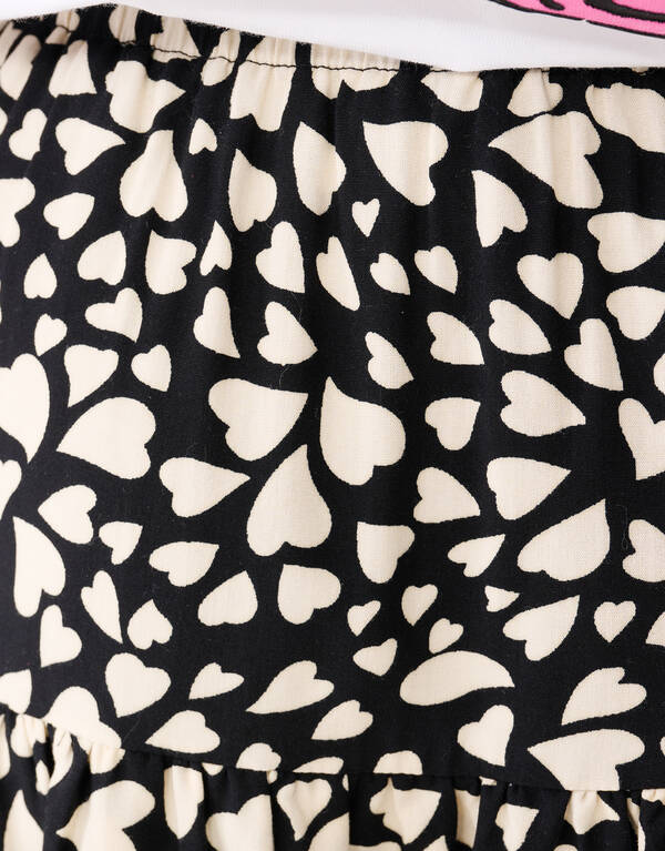 Heart Ruffle Mini Rok Zwart SHOEBY GIRLS