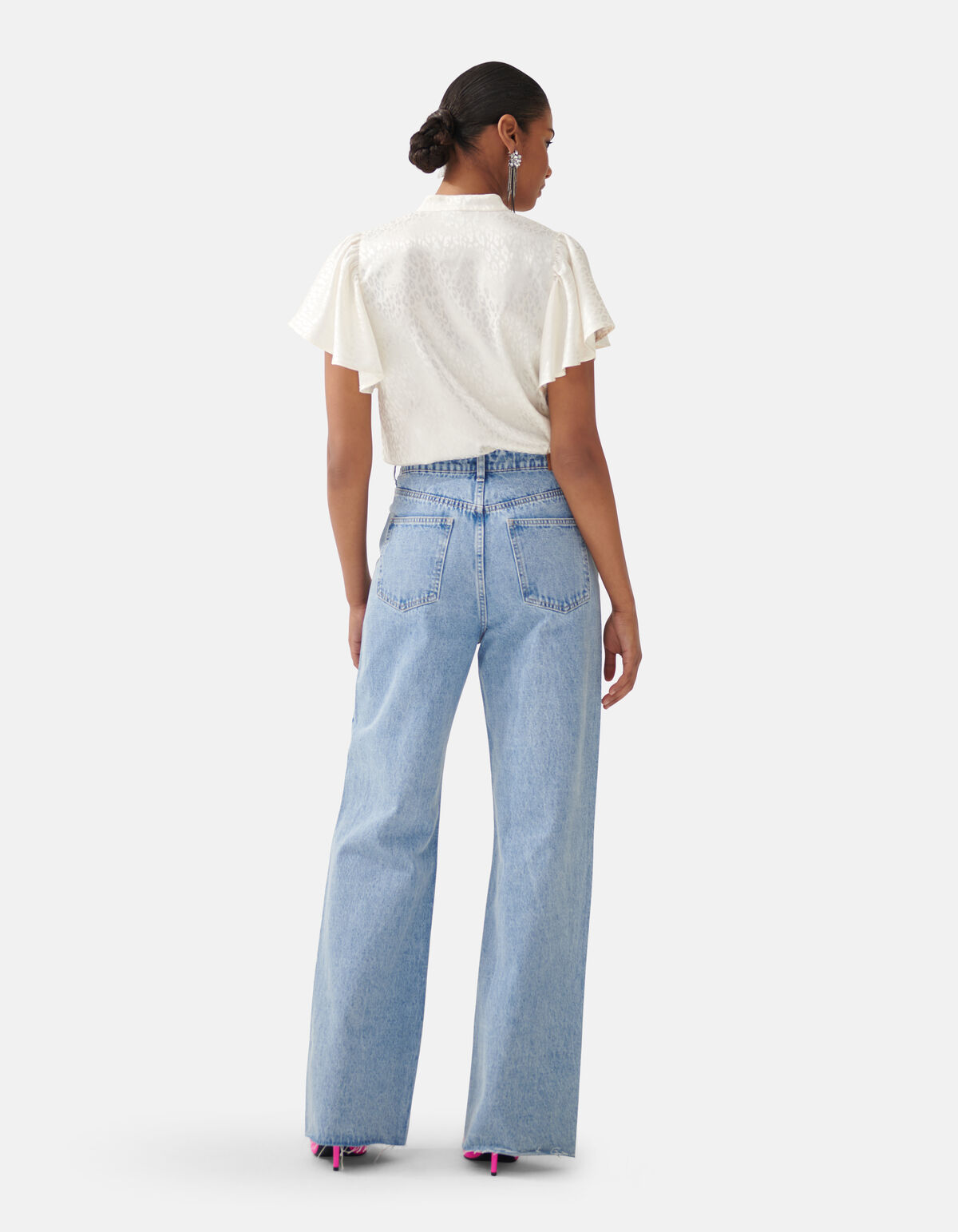 Jacquard Ruffle Blouse Gebroken Wit By Fred SHOEBY WOMEN