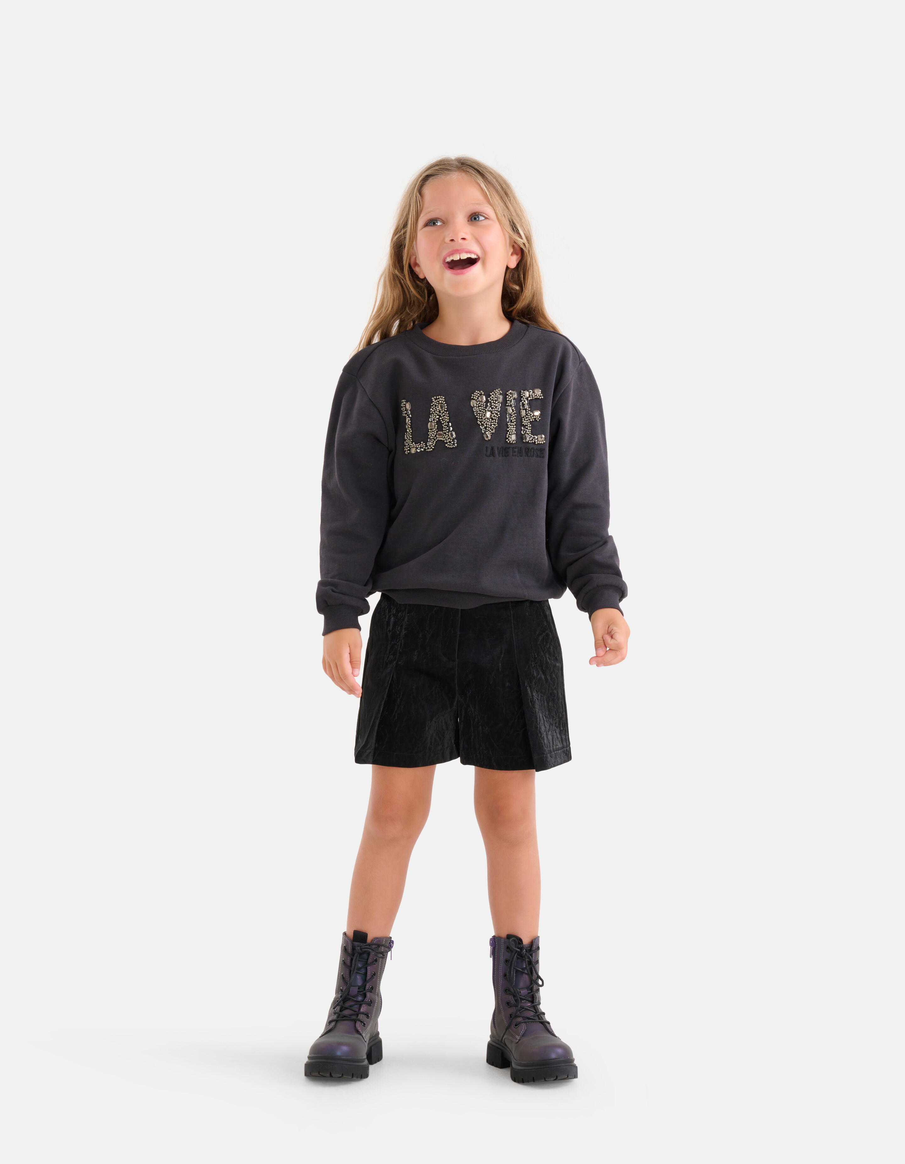 Studs Sweater Donkergrijs SHOEBY GIRLS