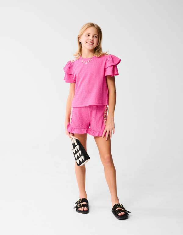 Crochet Crinkle Short Roze SHOEBY GIRLS
