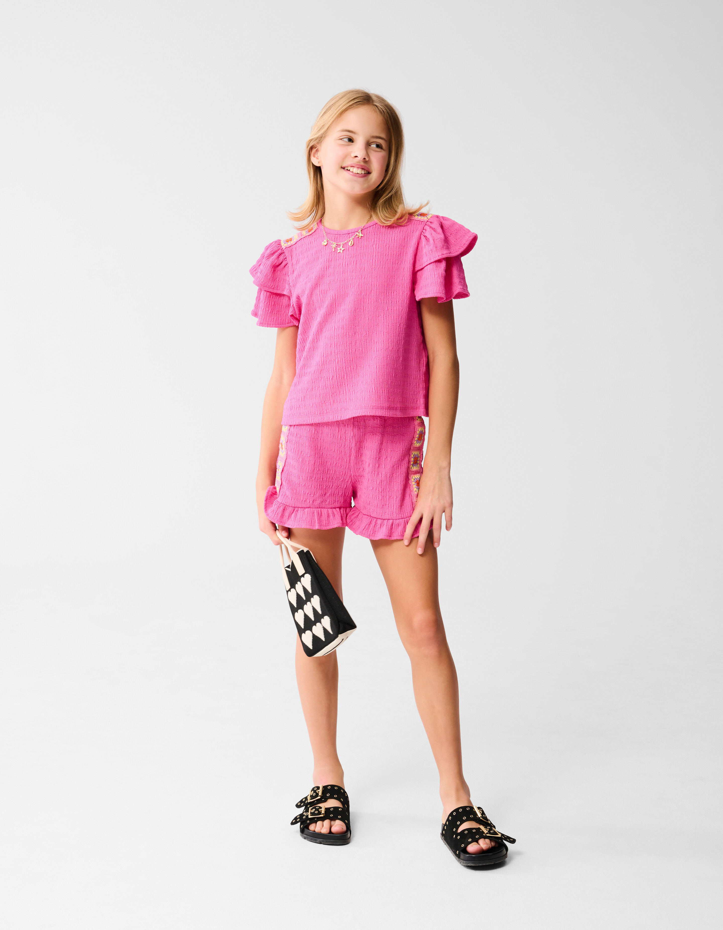 Crochet Crinkle Short Roze SHOEBY GIRLS
