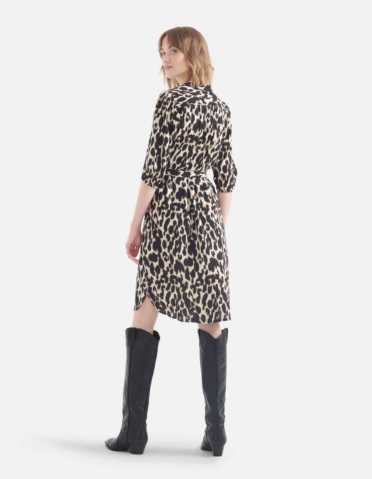 Leopard Midi Jurk Bruin SHOEBY WOMEN