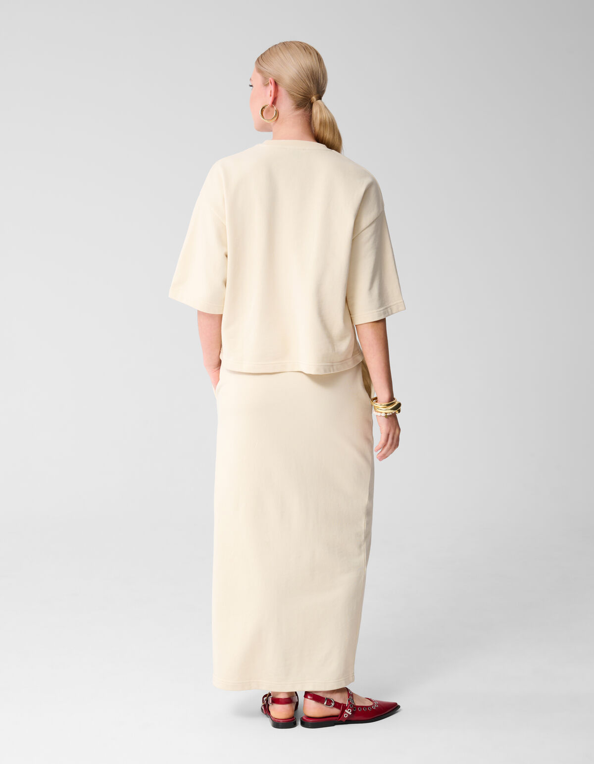 Maxi Sweat Rok Gebroken Wit SHOEBY WOMEN