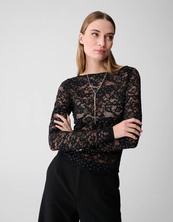Strass Kanten Top Zwart SHOEBY WOMEN