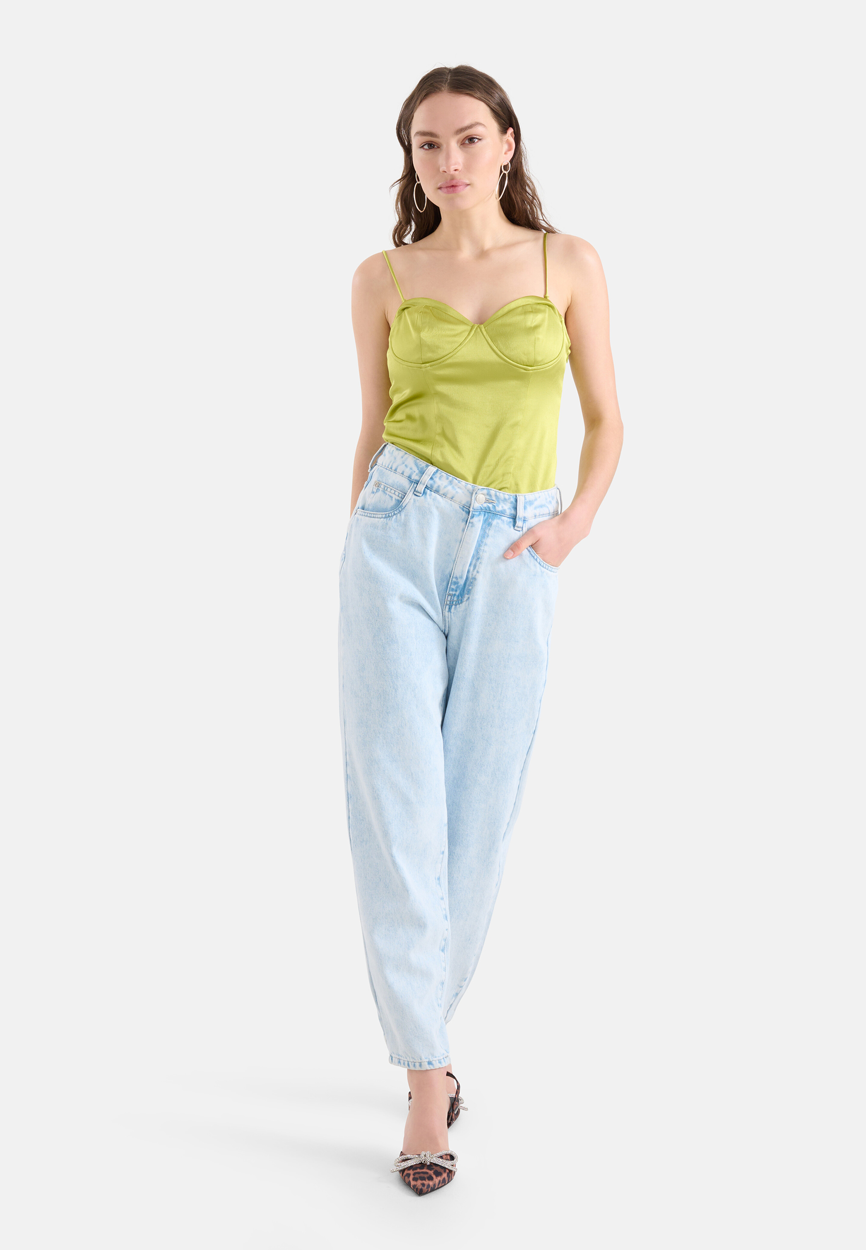 Satijnen Corset Top Groen SHOEBY WOMEN