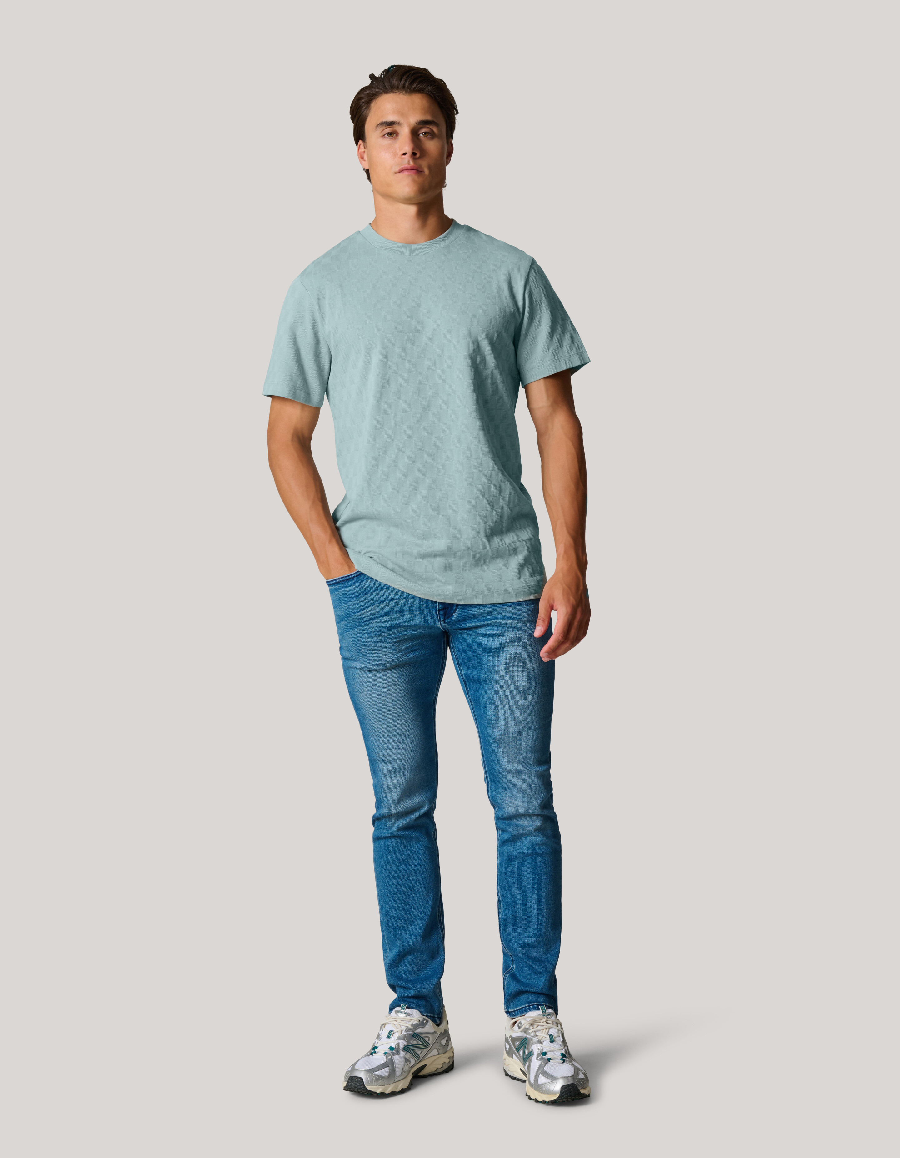 Block Structuur T-shirt Lichtgrijs SHOEBY MEN
