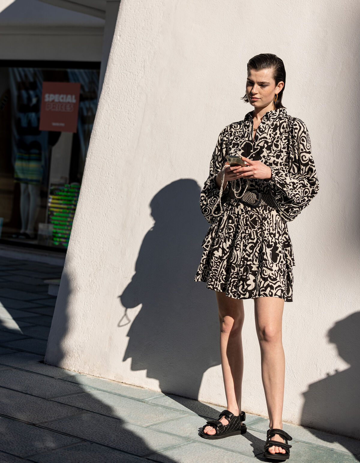 Grafische Mini Jurk Zwart/Wit SHOEBY WOMEN