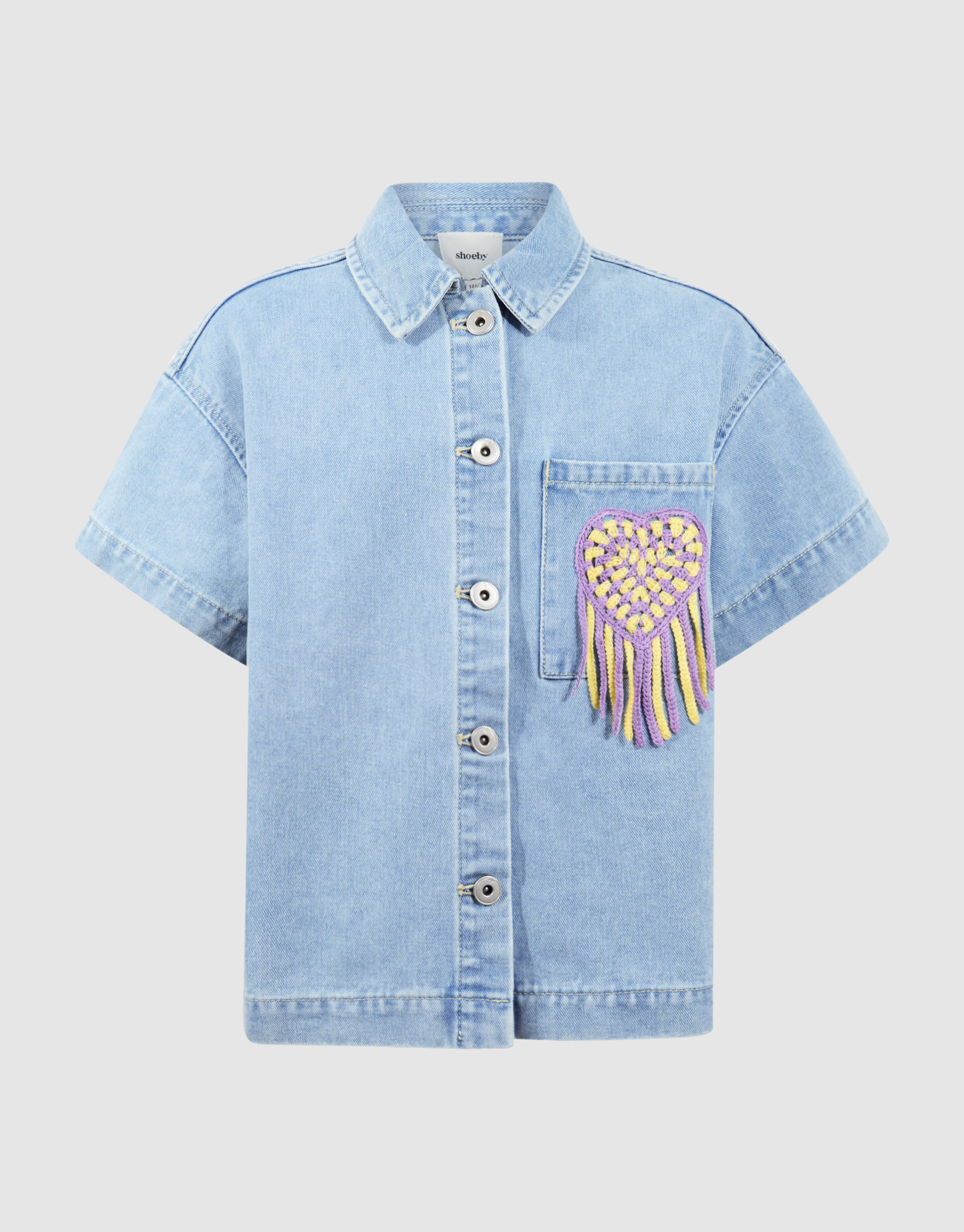 Crochet Denim Blouse Lichtblauw SHOEBY GIRLS