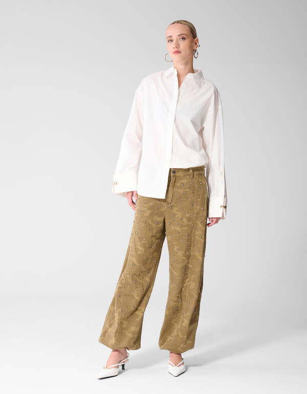 Oversized Ring Cuff Blouse Wit SHOEBY WOMEN
