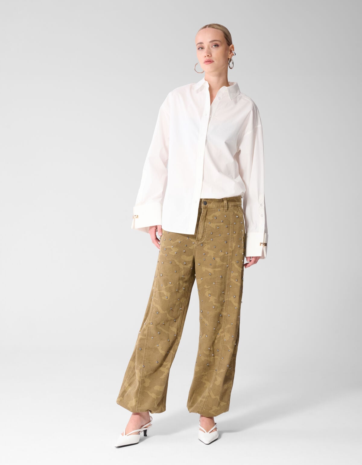 Oversized Ring Cuff Blouse Wit SHOEBY WOMEN