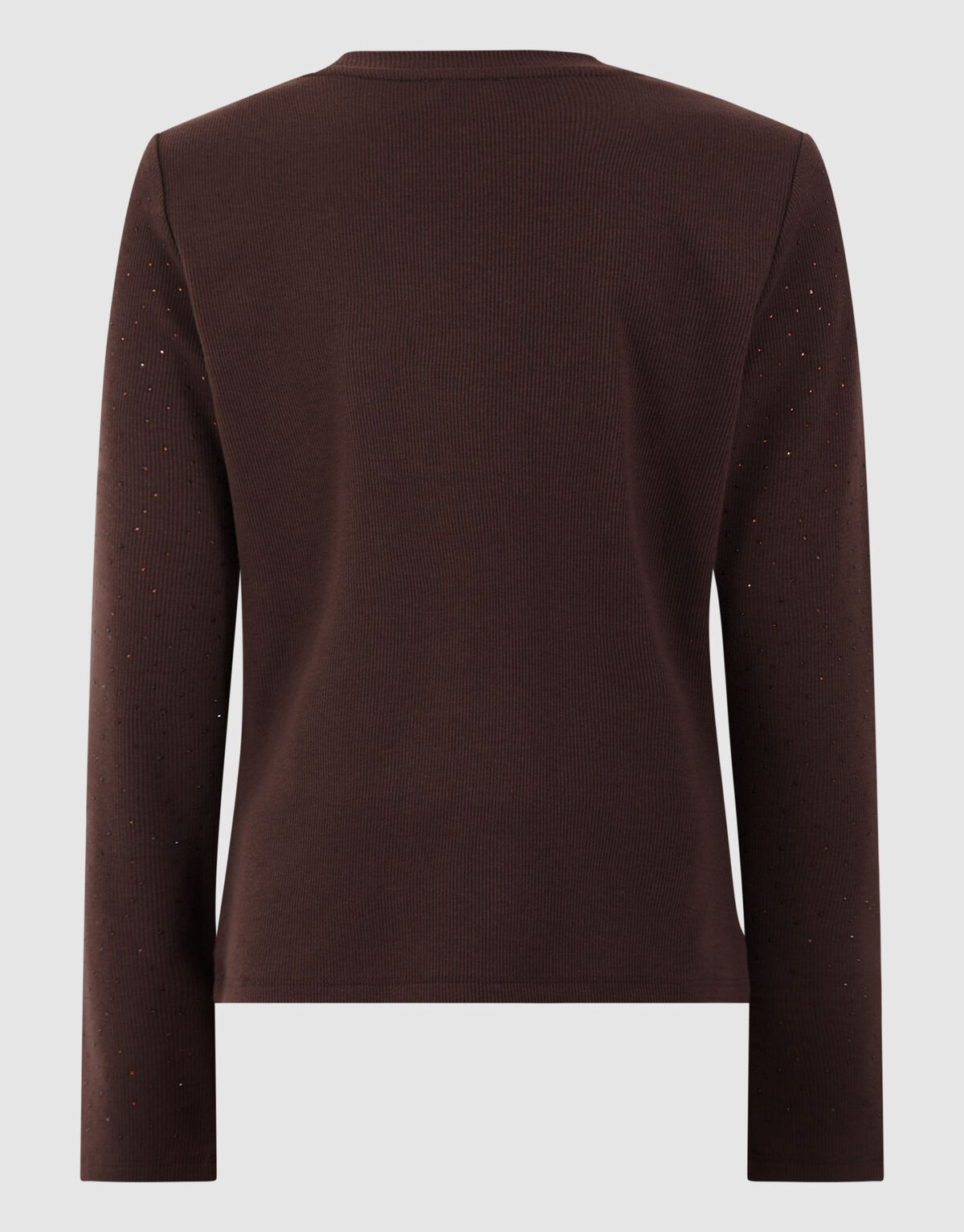 Strass Rib Longsleeve Top Donkerbruin SHOEBY GIRLS