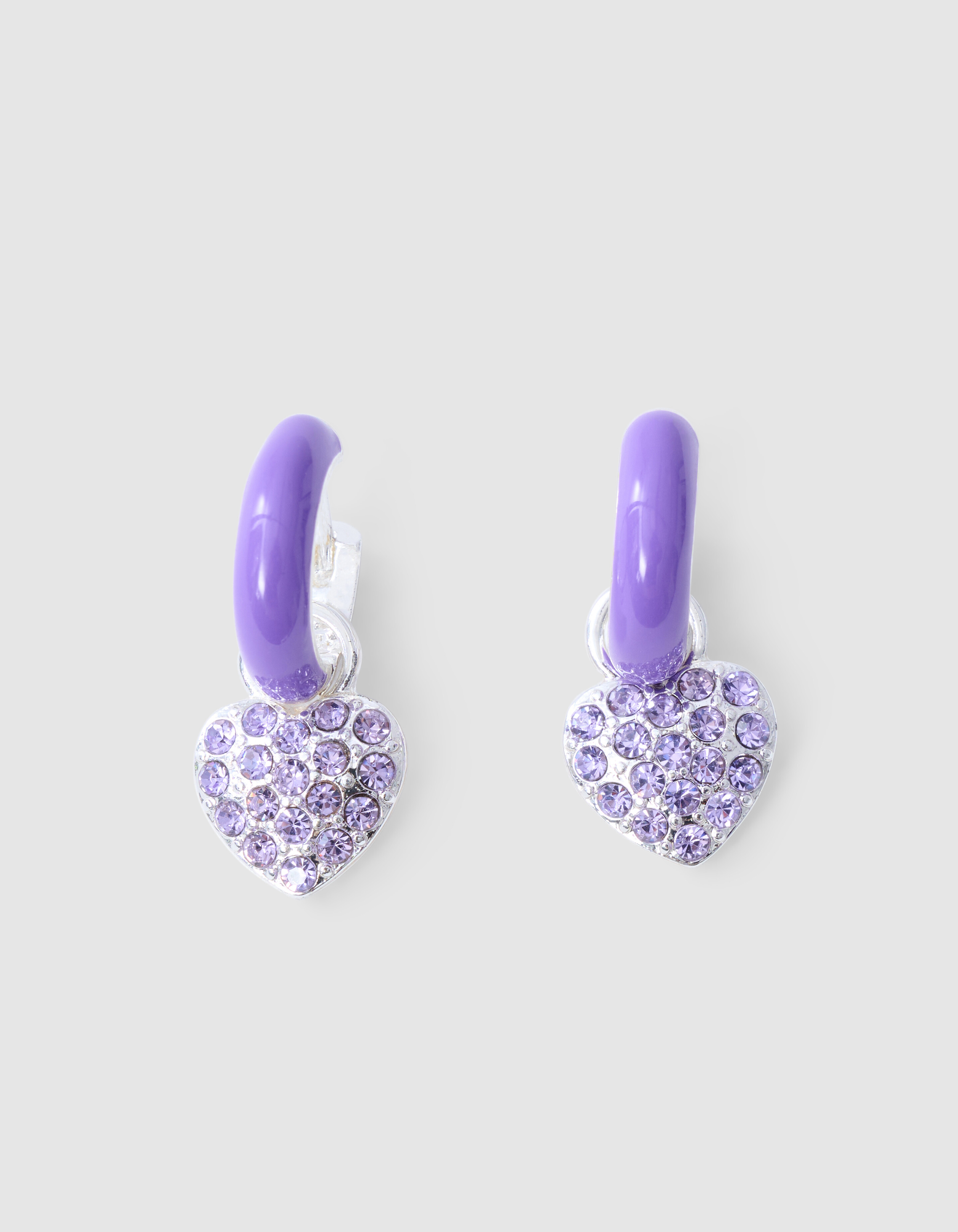 Strass Heart Oorbellen paars SHOEBY ACCESSOIRES