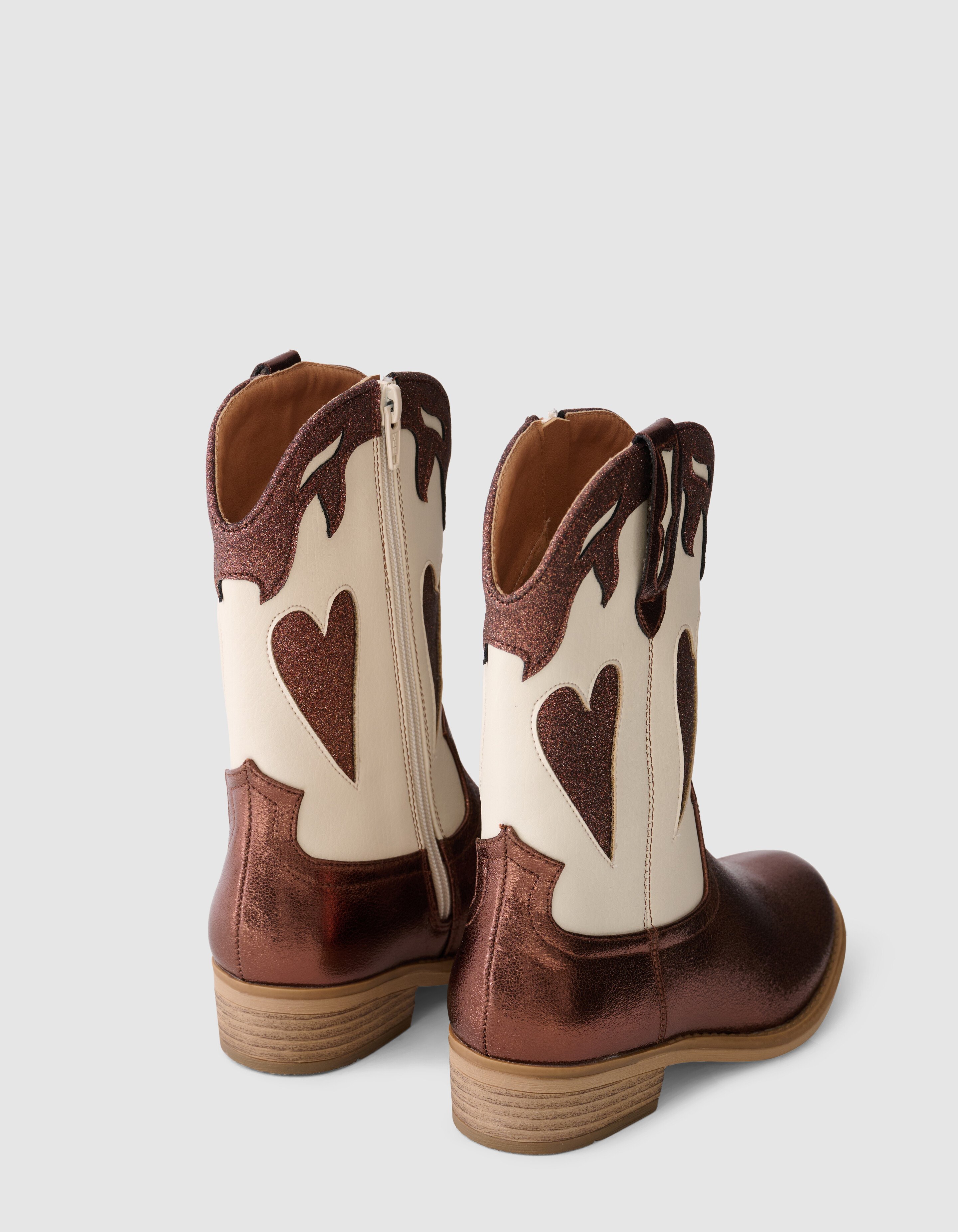 Western Shiny Heart Laarzen Bruin SCHOENEN SHOEBY