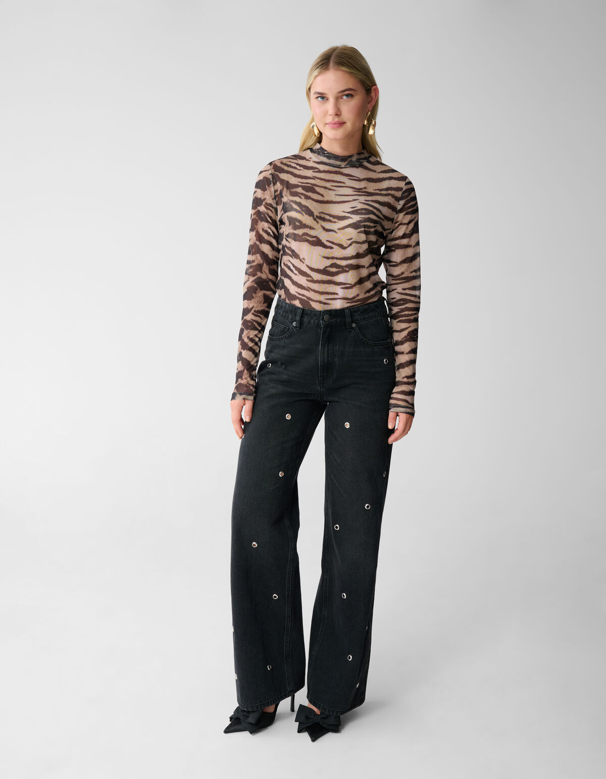 Mesh Tiger Top Lichtbruin SHOEBY WOMEN