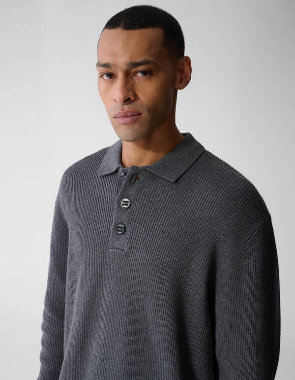 Heavy Gebreide Polo Grijs SHOEBY MEN