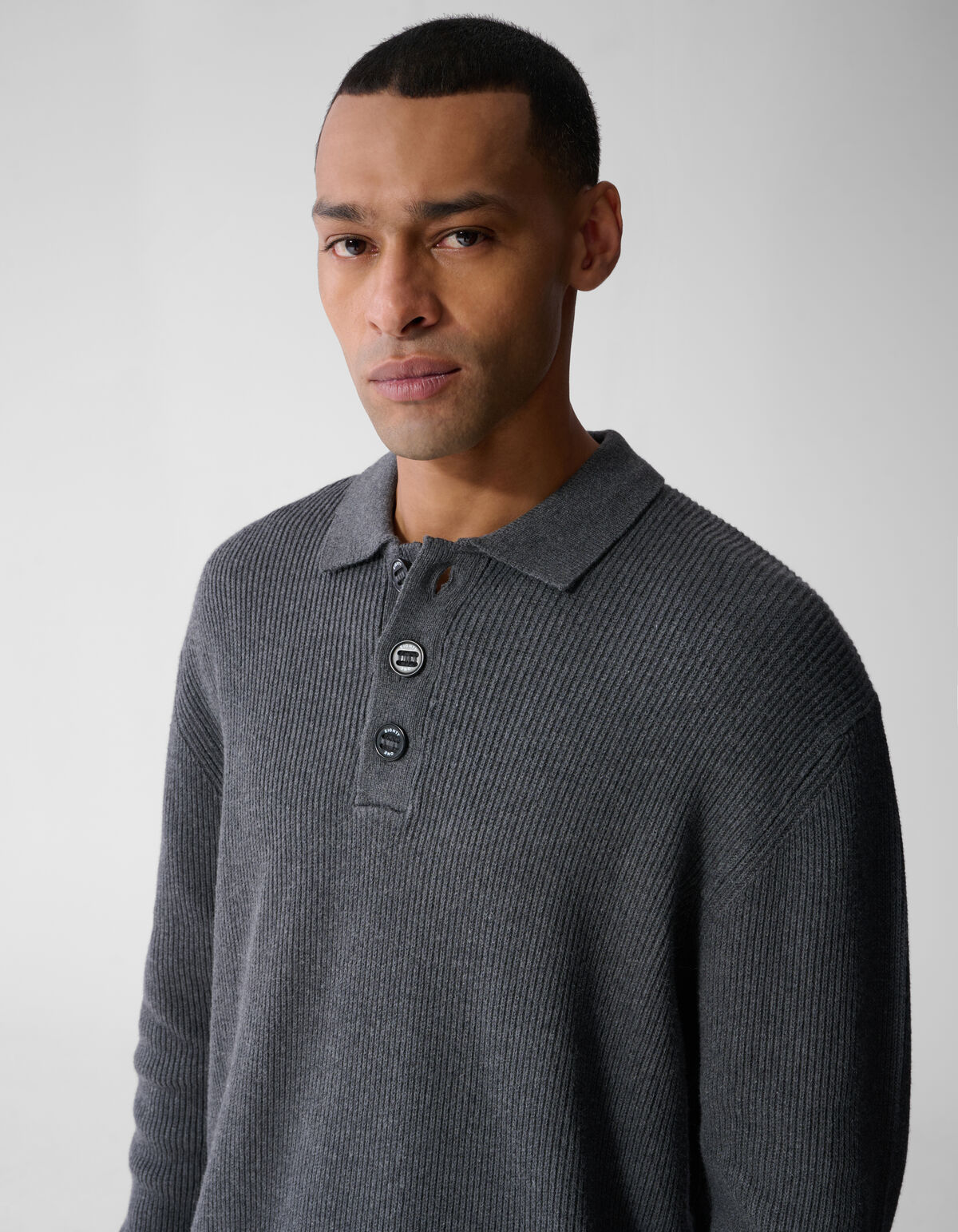 Heavy Gebreide Polo Grijs SHOEBY MEN