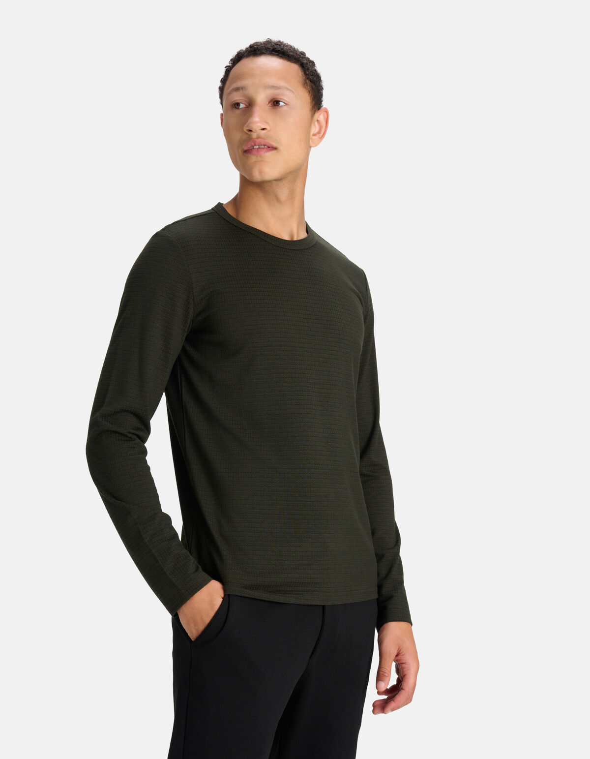Contrast Lange Mouwen T-shirt Donkergroen SHOEBY MEN