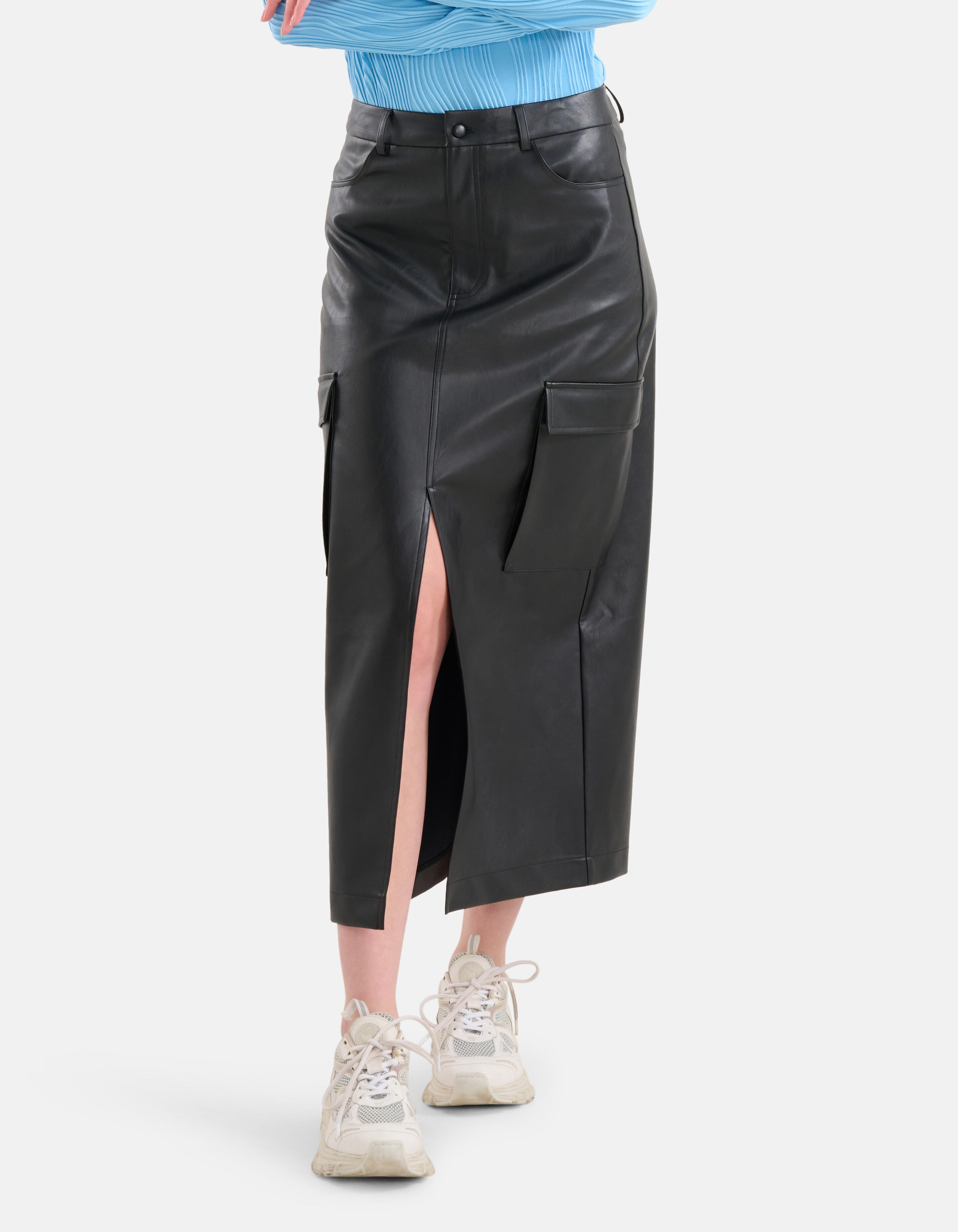 Vegan Leren Cargo Rok Zwart SHOEBY WOMEN