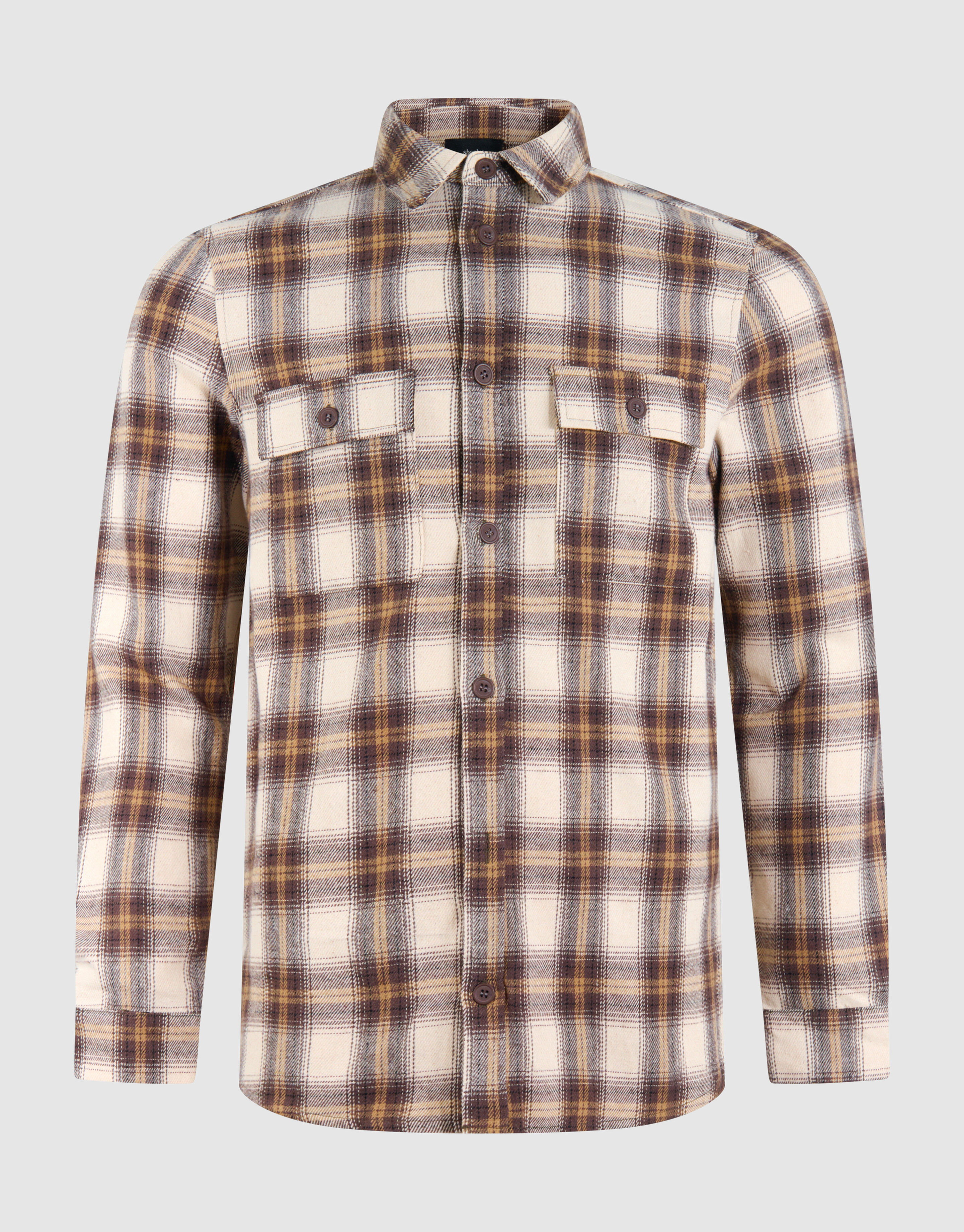 Ruiten Overhemd Lichtbruin SHOEBY MEN