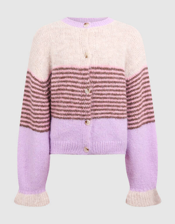 Fluffy Gestreept Vest Gebroken Wit/Paars SHOEBY GIRLS