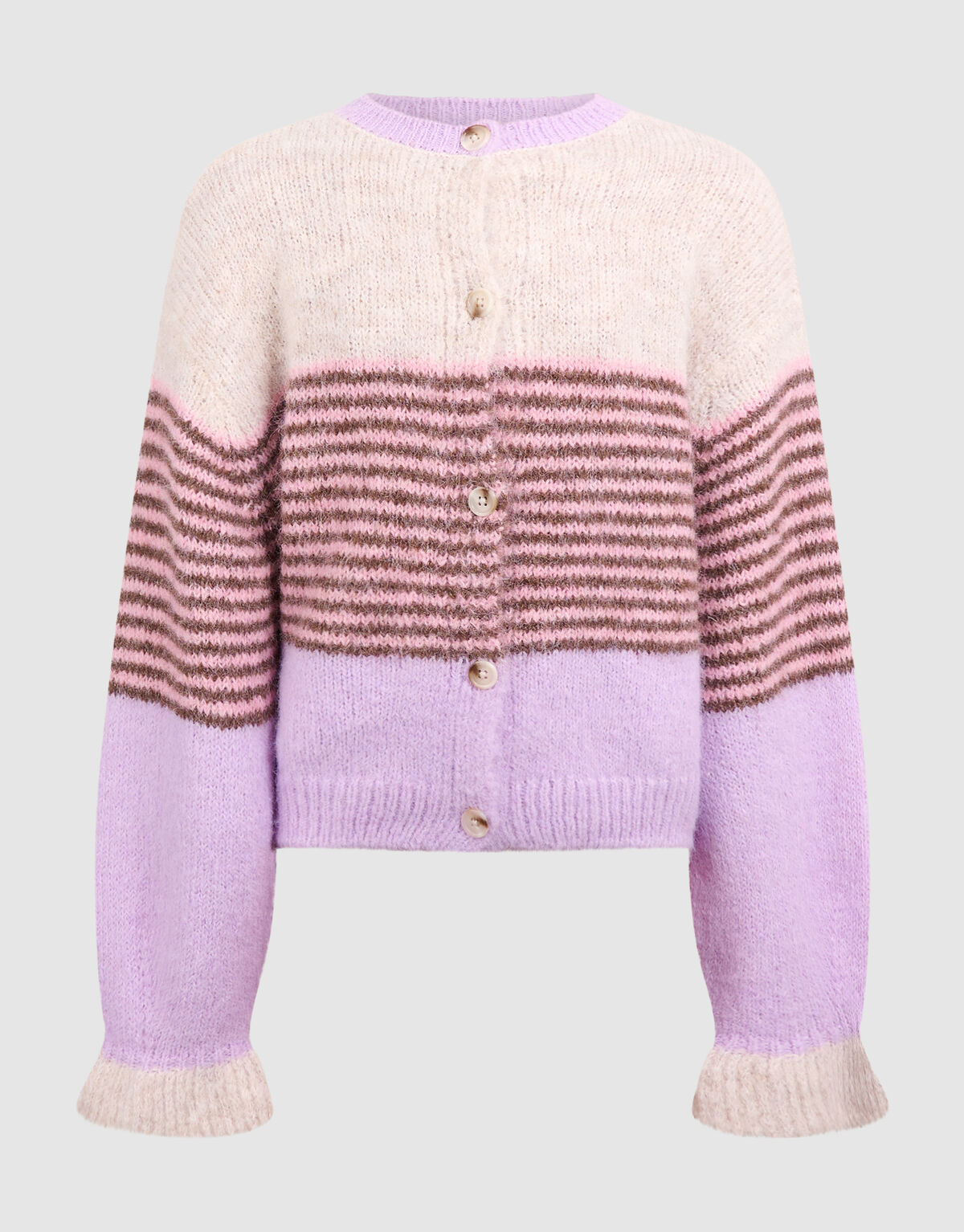 Fluffy Gestreept Vest Gebroken Wit/Paars SHOEBY GIRLS