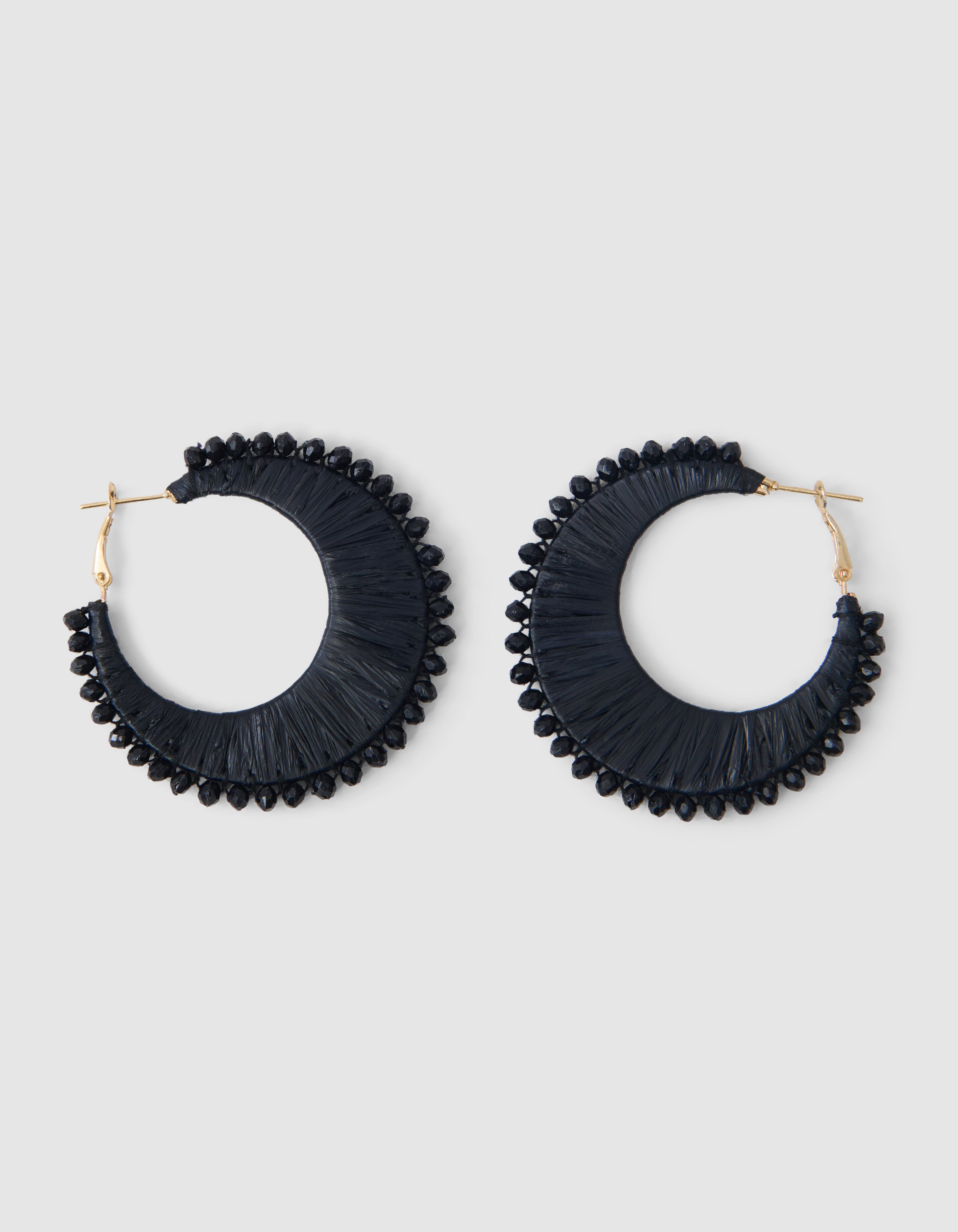 Beaded Hoop Oorbellen Zwart SHOEBY ACCESSOIRES