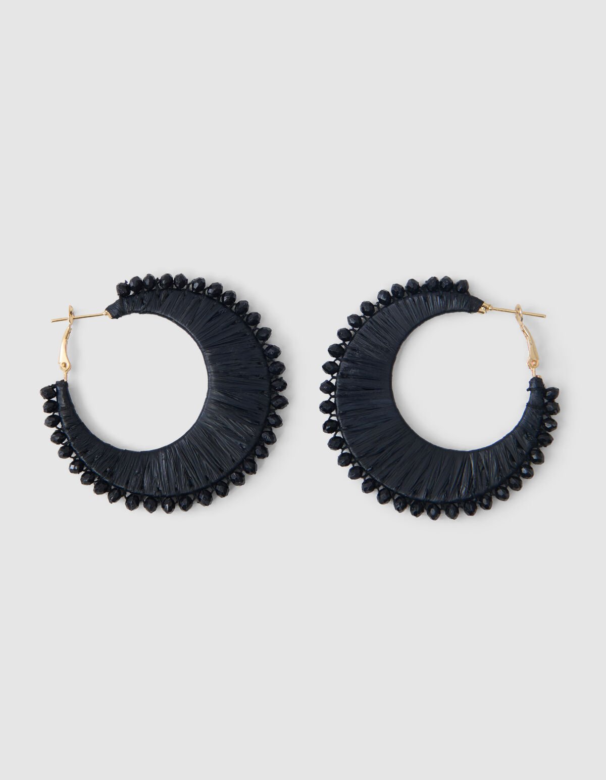 Beaded Hoop Oorbellen Zwart SHOEBY ACCESSOIRES
