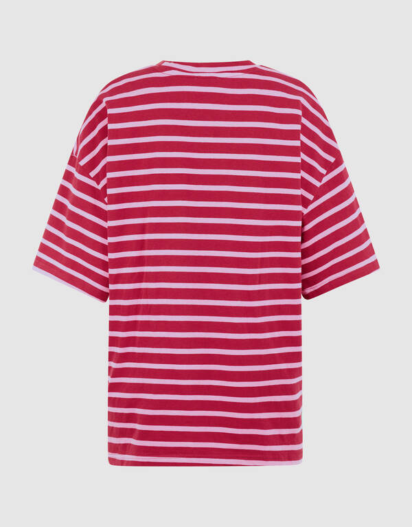 Scarf Striped T-shirt Roze/Rood SHOEBY WOMEN