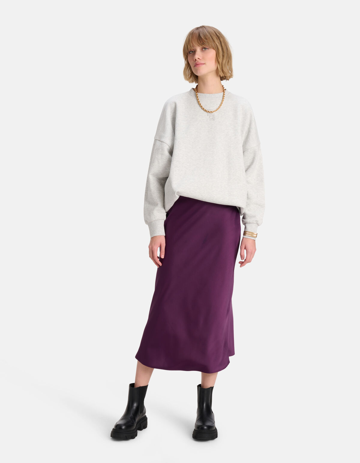 Satijnen Rok Donkerpaars SHOEBY WOMEN