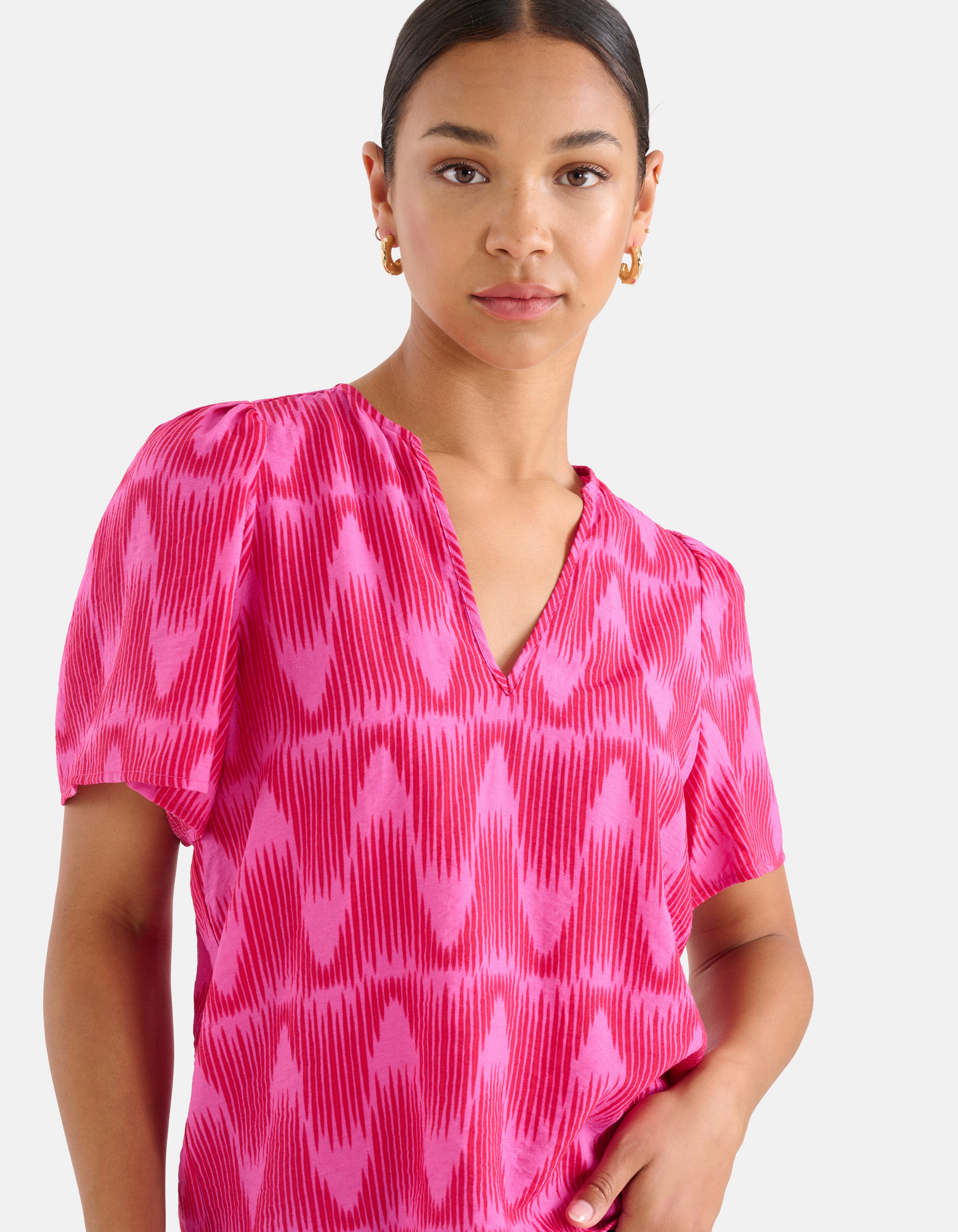Grafische Print Top Roze SHOEBY WOMEN