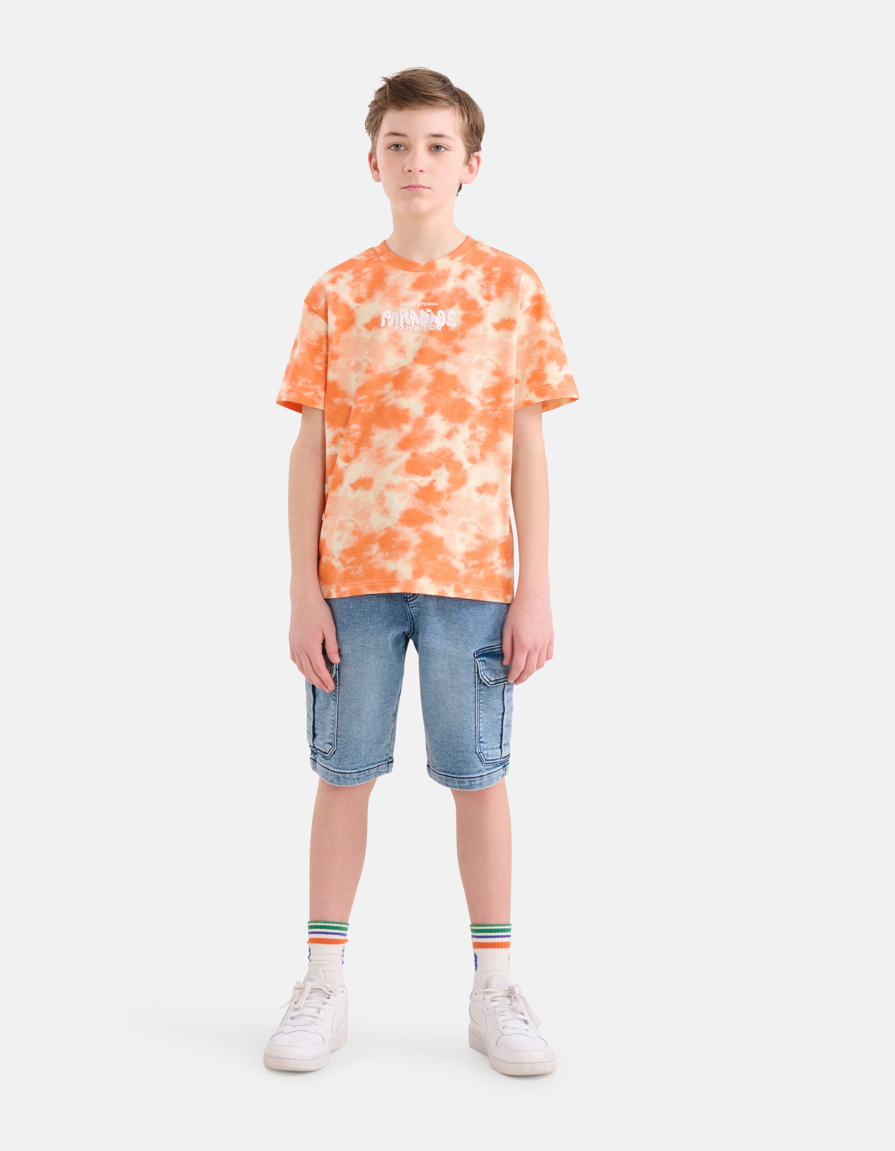 Tie Dye Print T-shirt Oranje SHOEBY BOYS