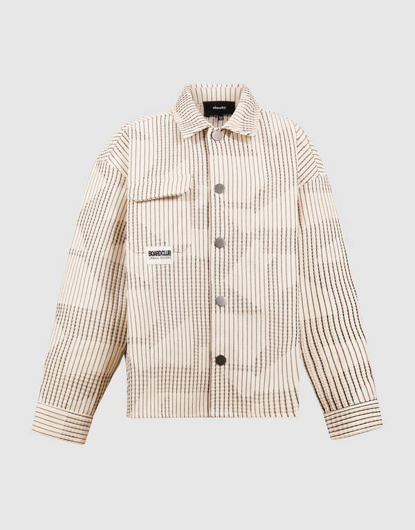 Waffle Stripe Overshirt Gebroken Wit SHOEBY BOYS