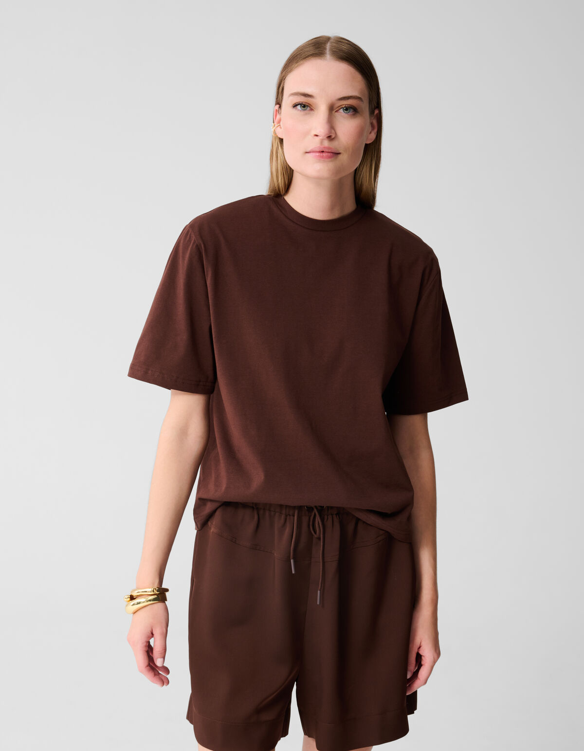 Padded T-shirt Donkerbruin SHOEBY WOMEN
