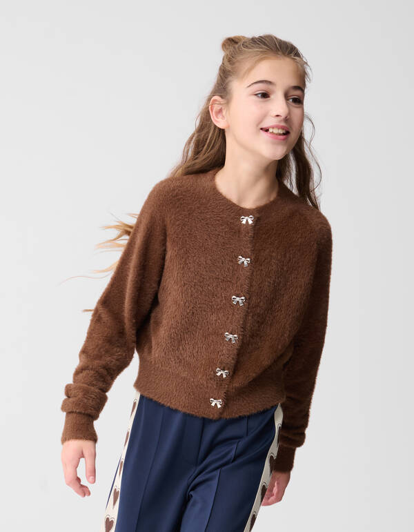 Harig Strik Vest Bruin SHOEBY GIRLS