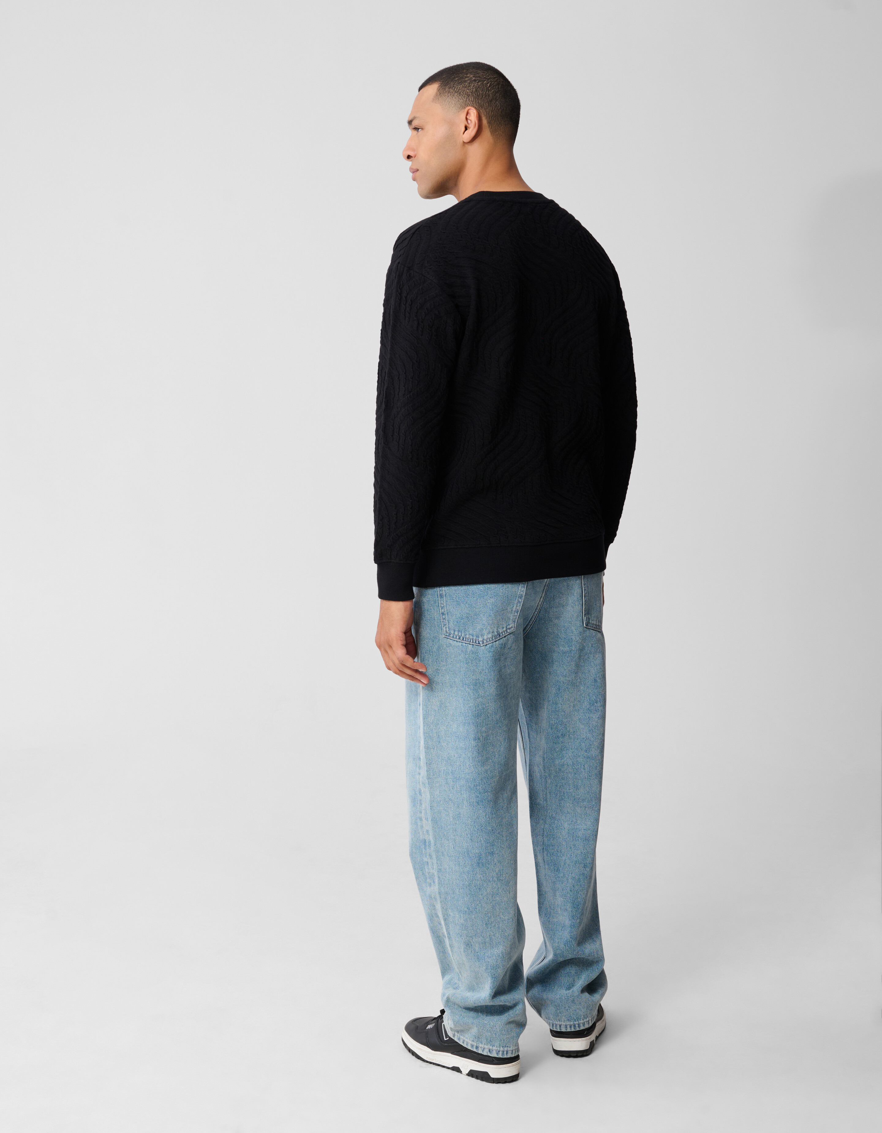 Wave Structuur Sweater Zwart SHOEBY MEN