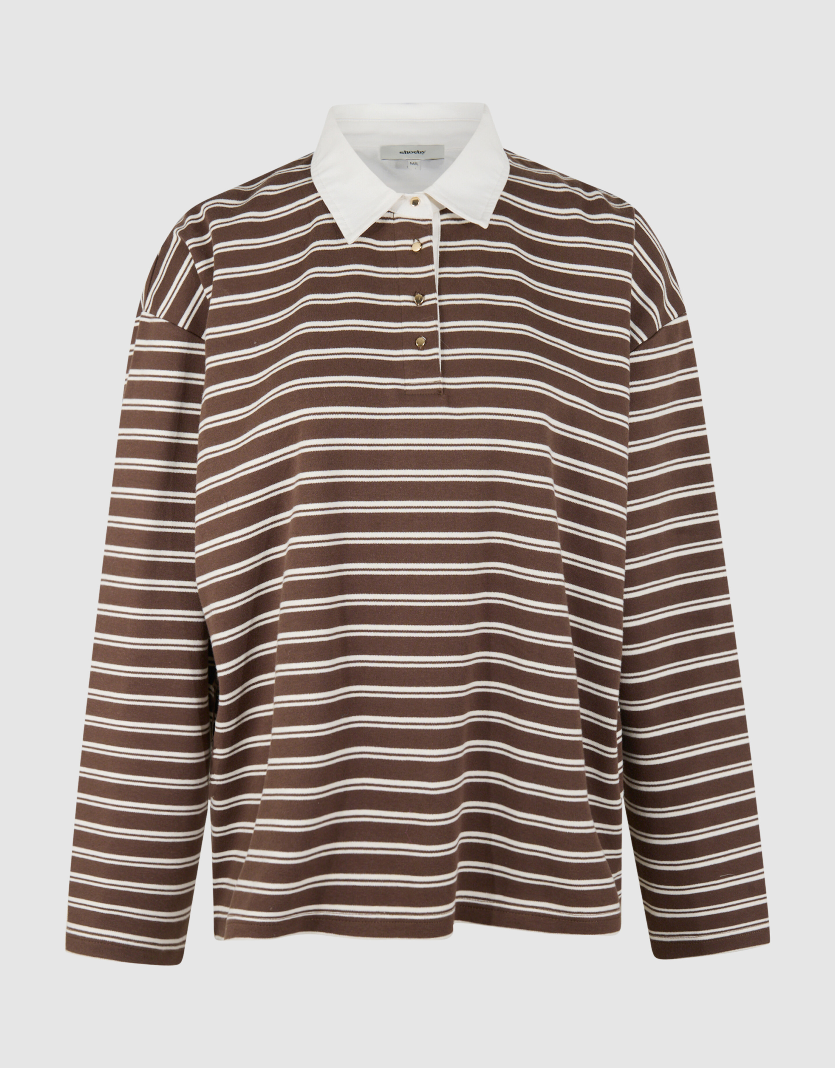 Oversized Stripe Polo T-shirt Bruin SHOEBY WOMEN