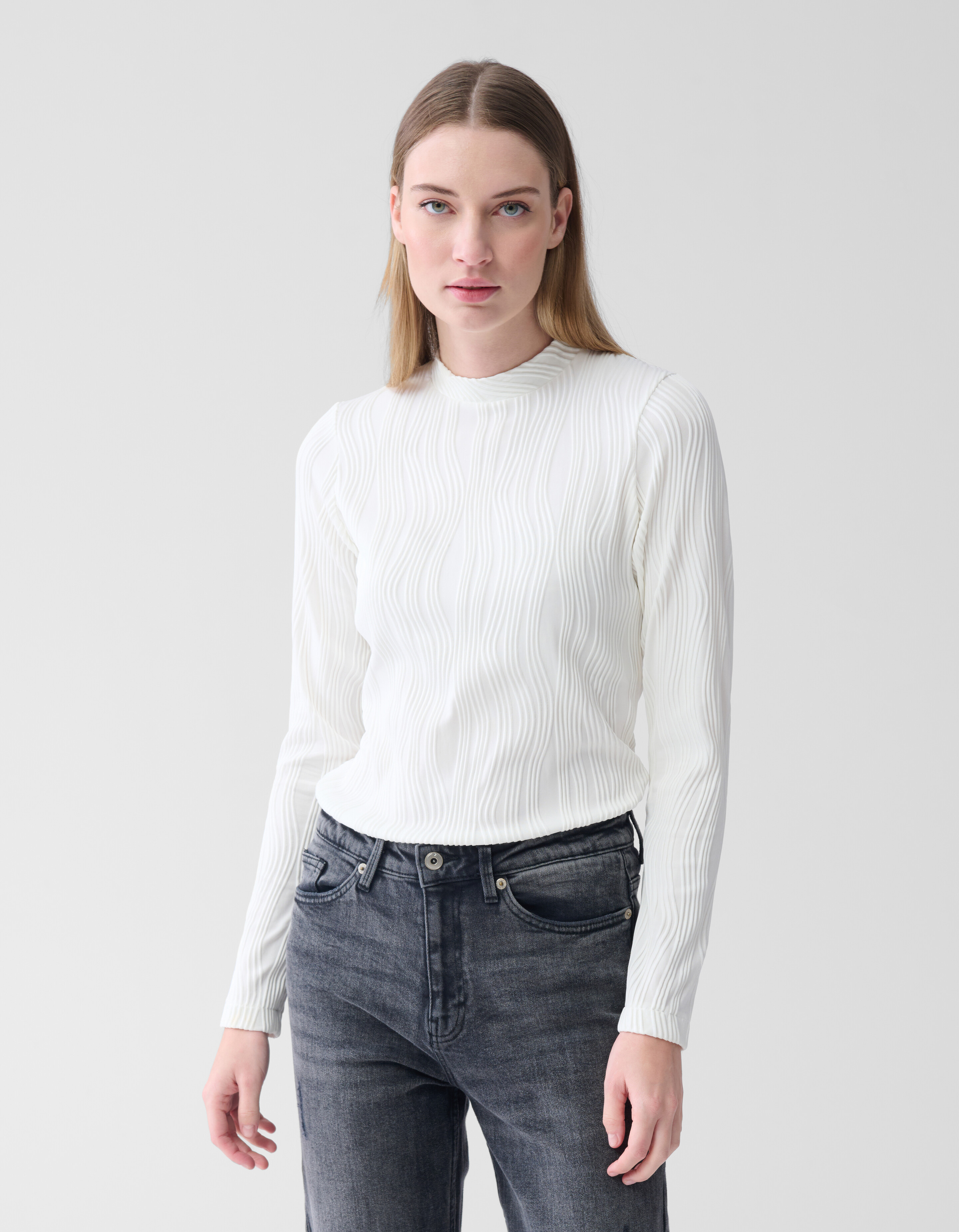 Swirl Crinkle Top Wit SHOEBY WOMEN